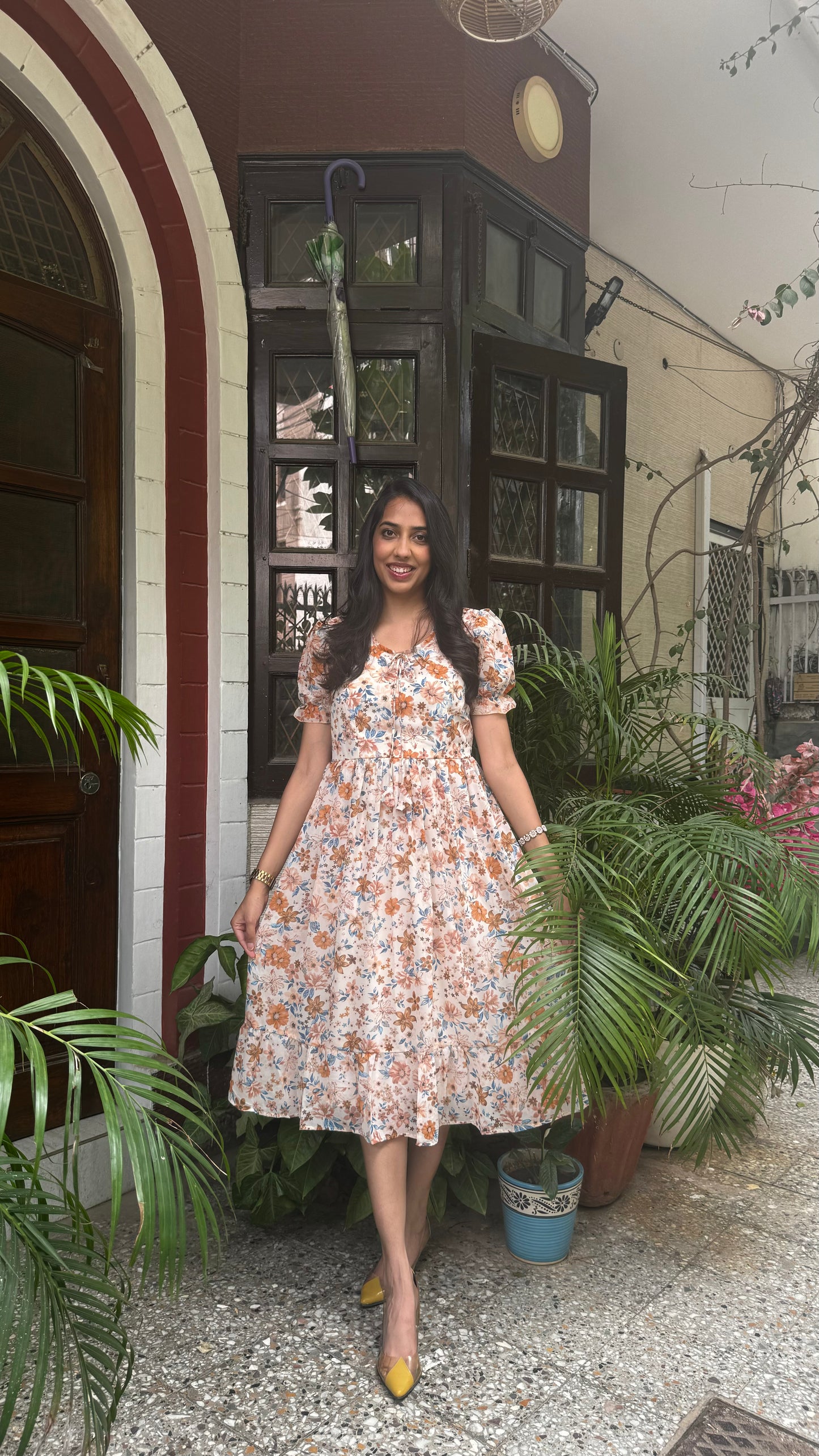 Pretty Girlie Georgette Dress - Cream (Premium Collection)