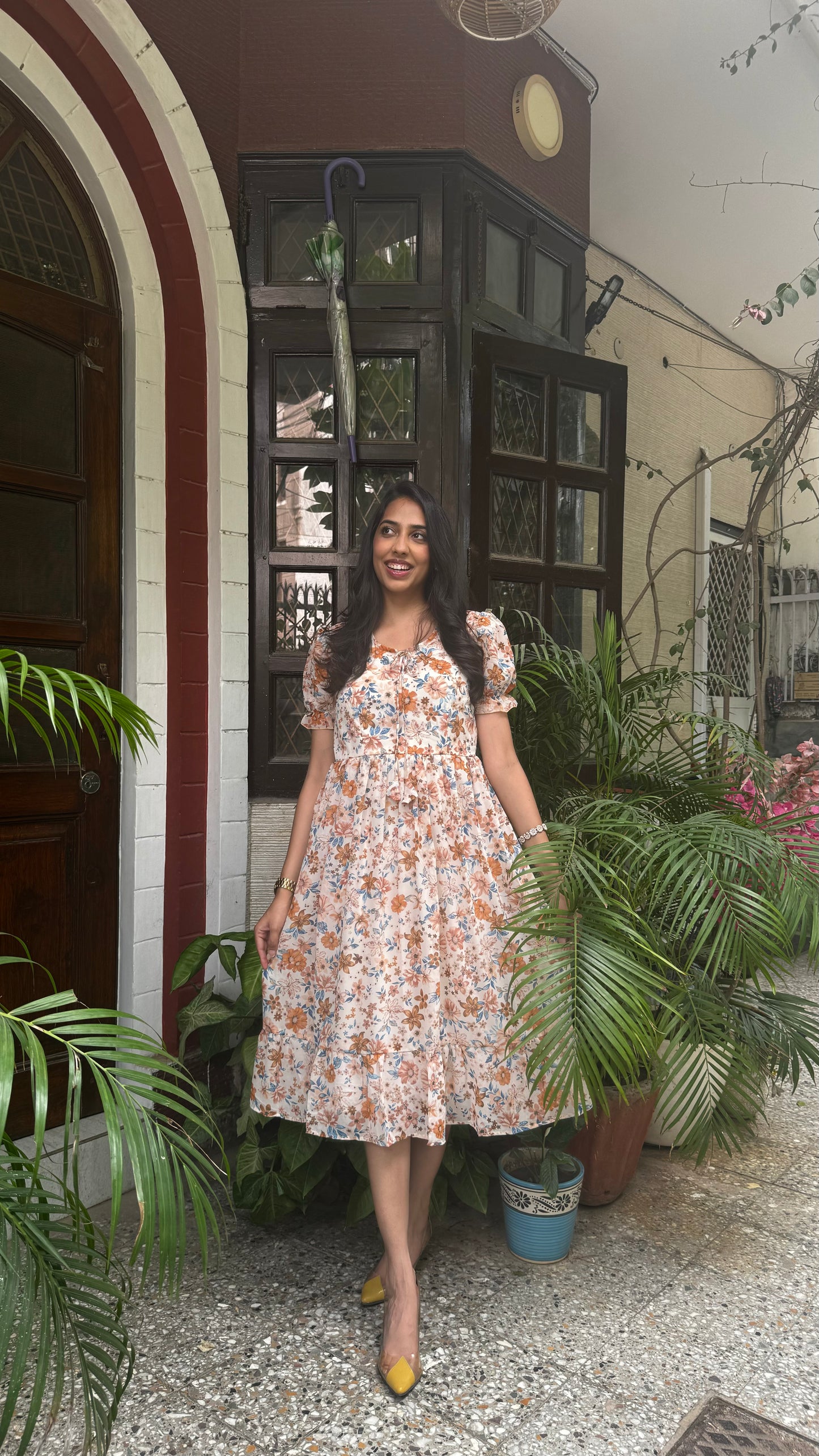 Pretty Girlie Georgette Dress - Cream (Premium Collection)