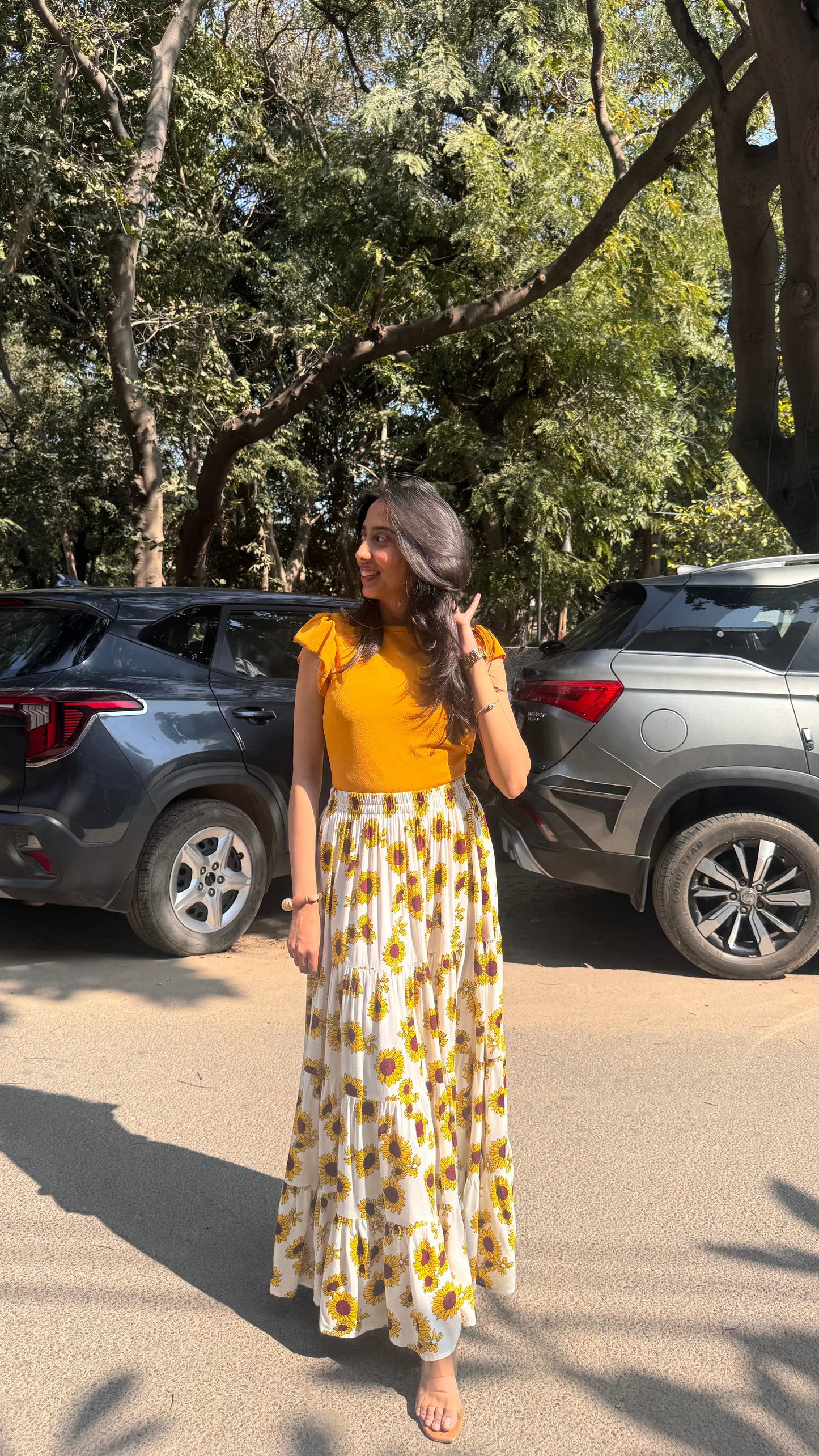 Sunflower Heavy Tiered Skirt - White