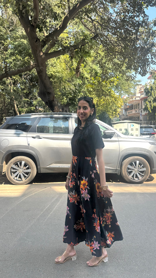 Border Printed Maxi Dress – Red Floral