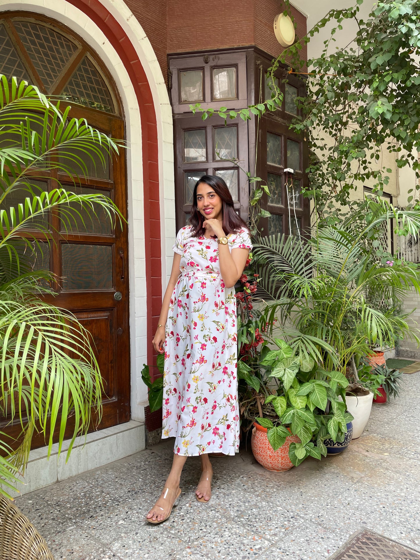 Floral Fantasy Maxi Dress- White