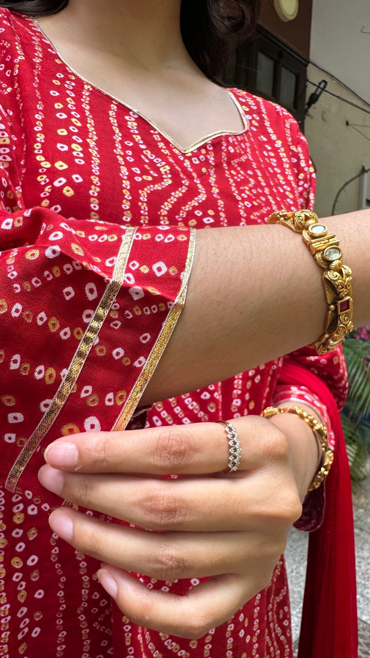 Bandhani Babe Maxi - Red (Super Premium Collection)