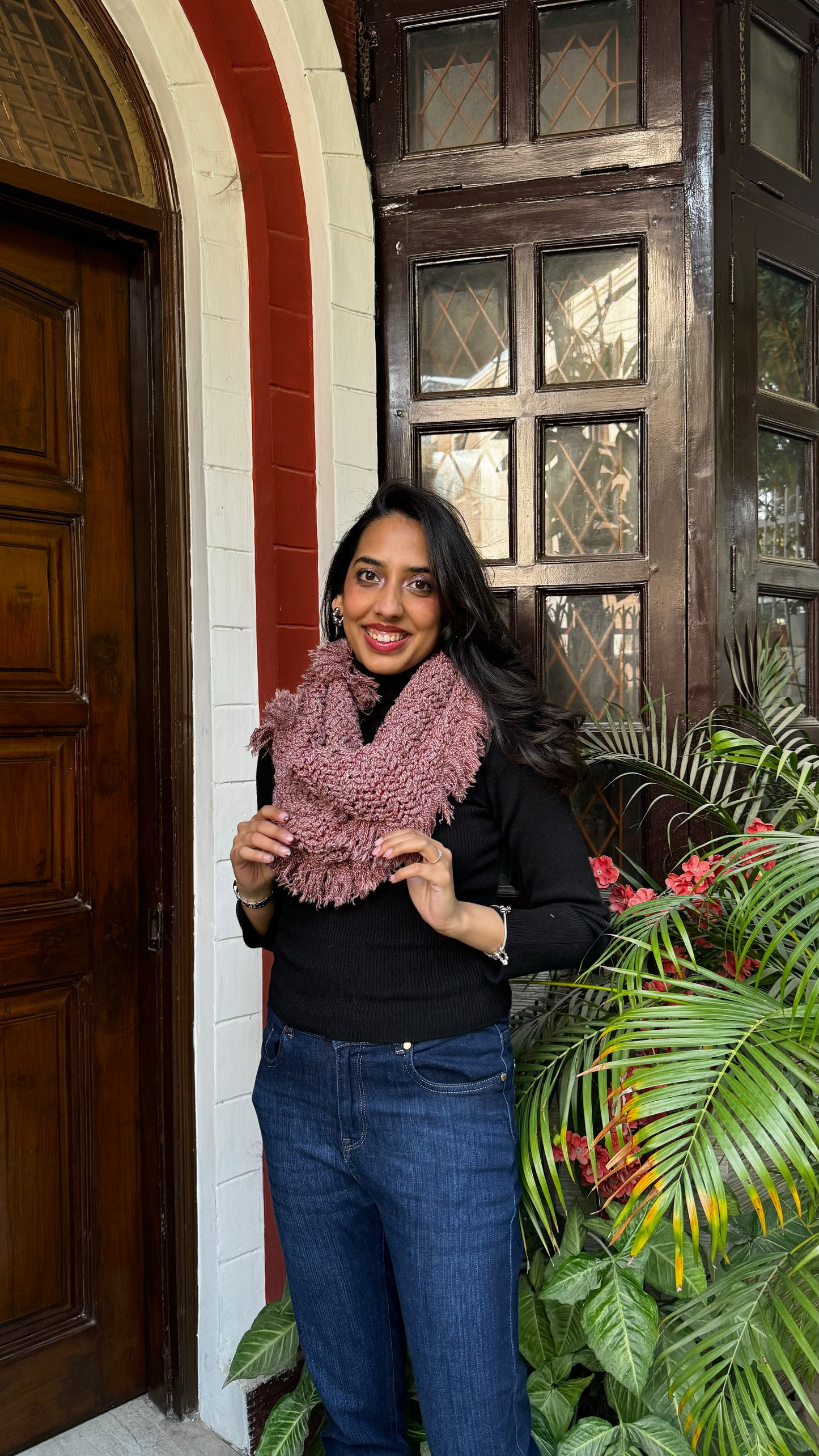 Fancy Woollen Scarf Free Size - Red