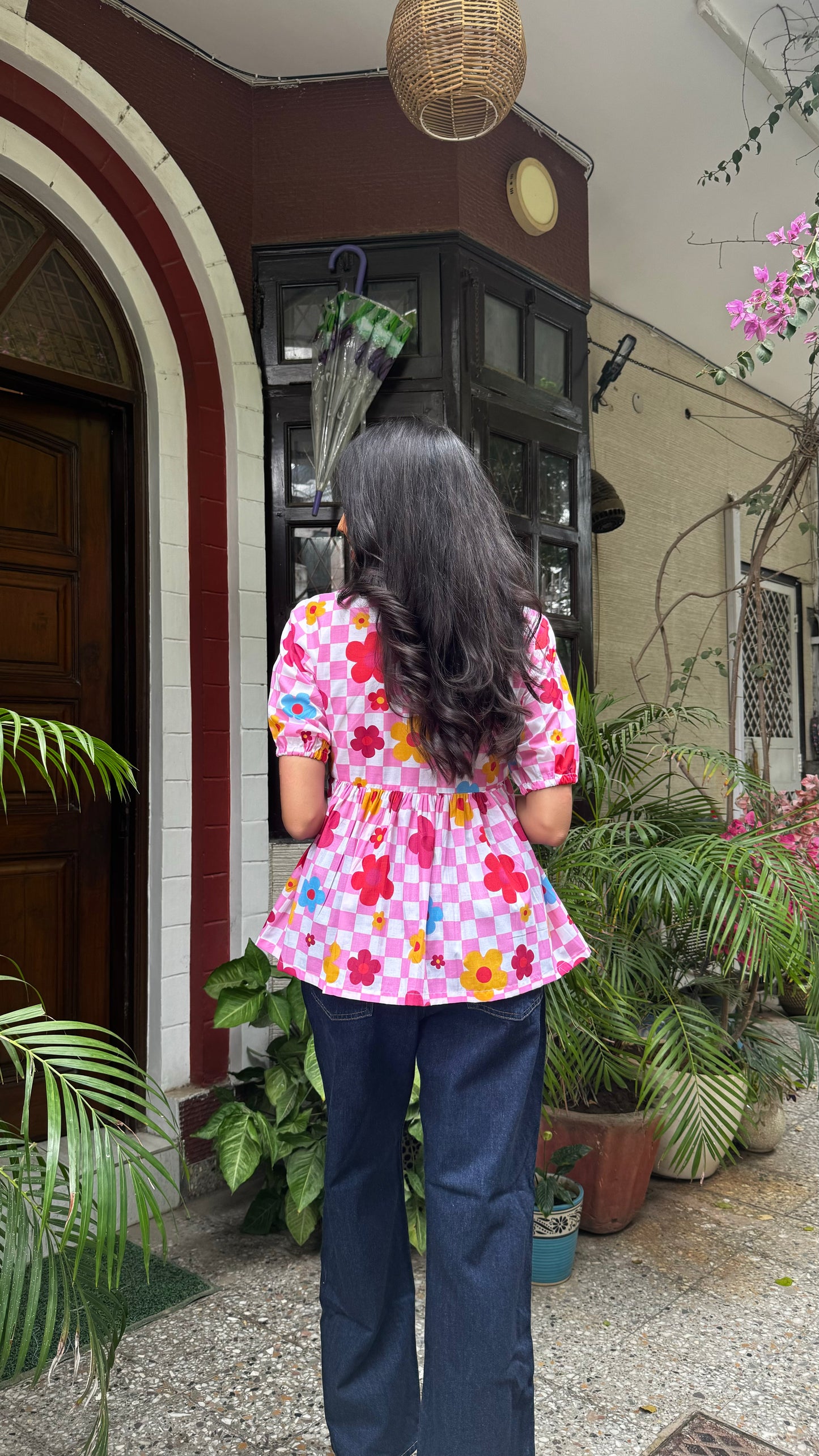 Zig Zag Tunic Top (Premium Fabric) - Pink