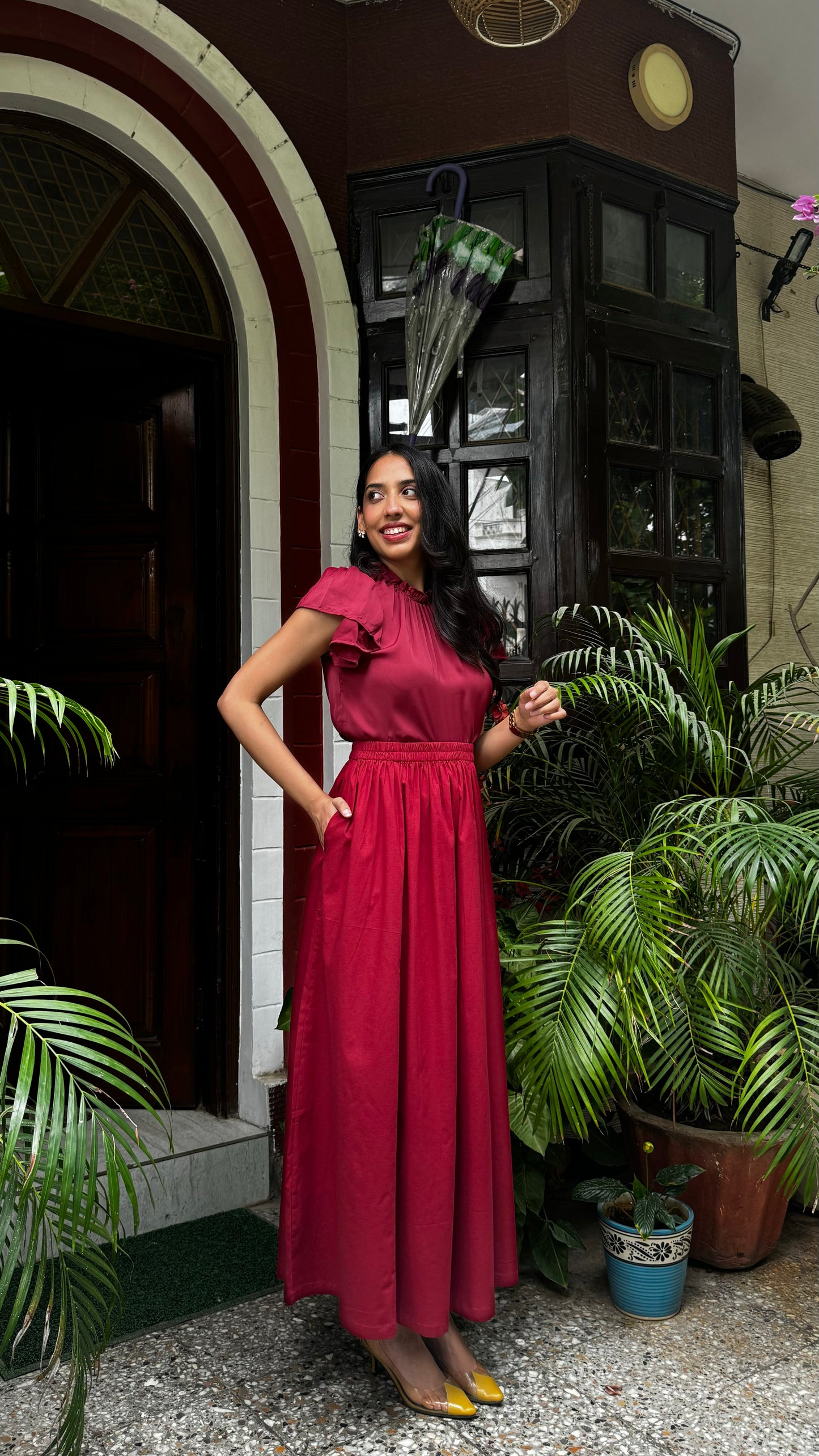 Babe Solid Cotton Skirt - Maroon (Premium Collection)