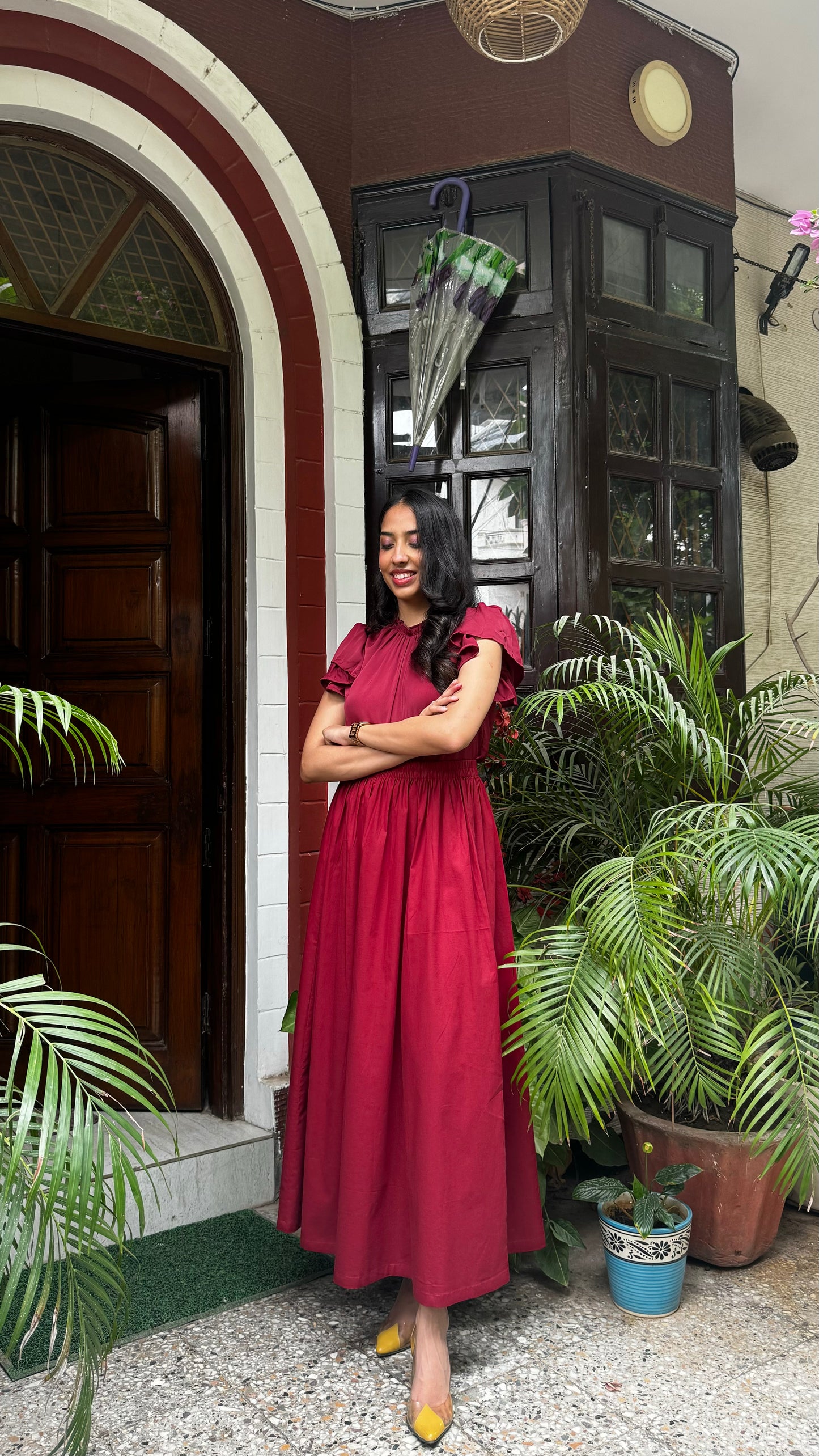 Babe Solid Cotton Skirt - Maroon (Premium Collection)