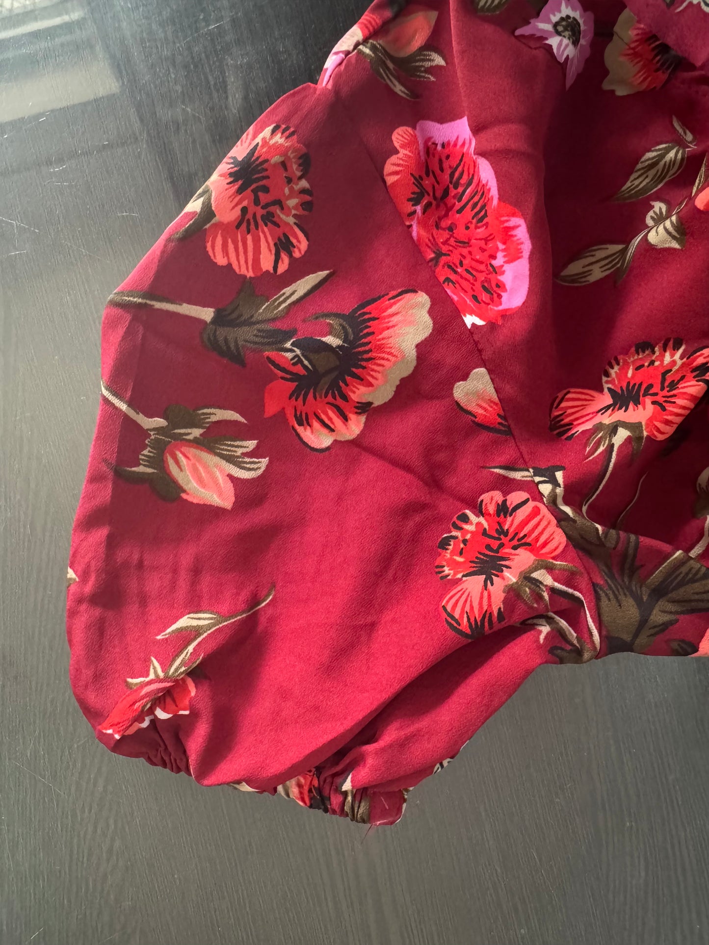 Maroon Floral Wrap Dress