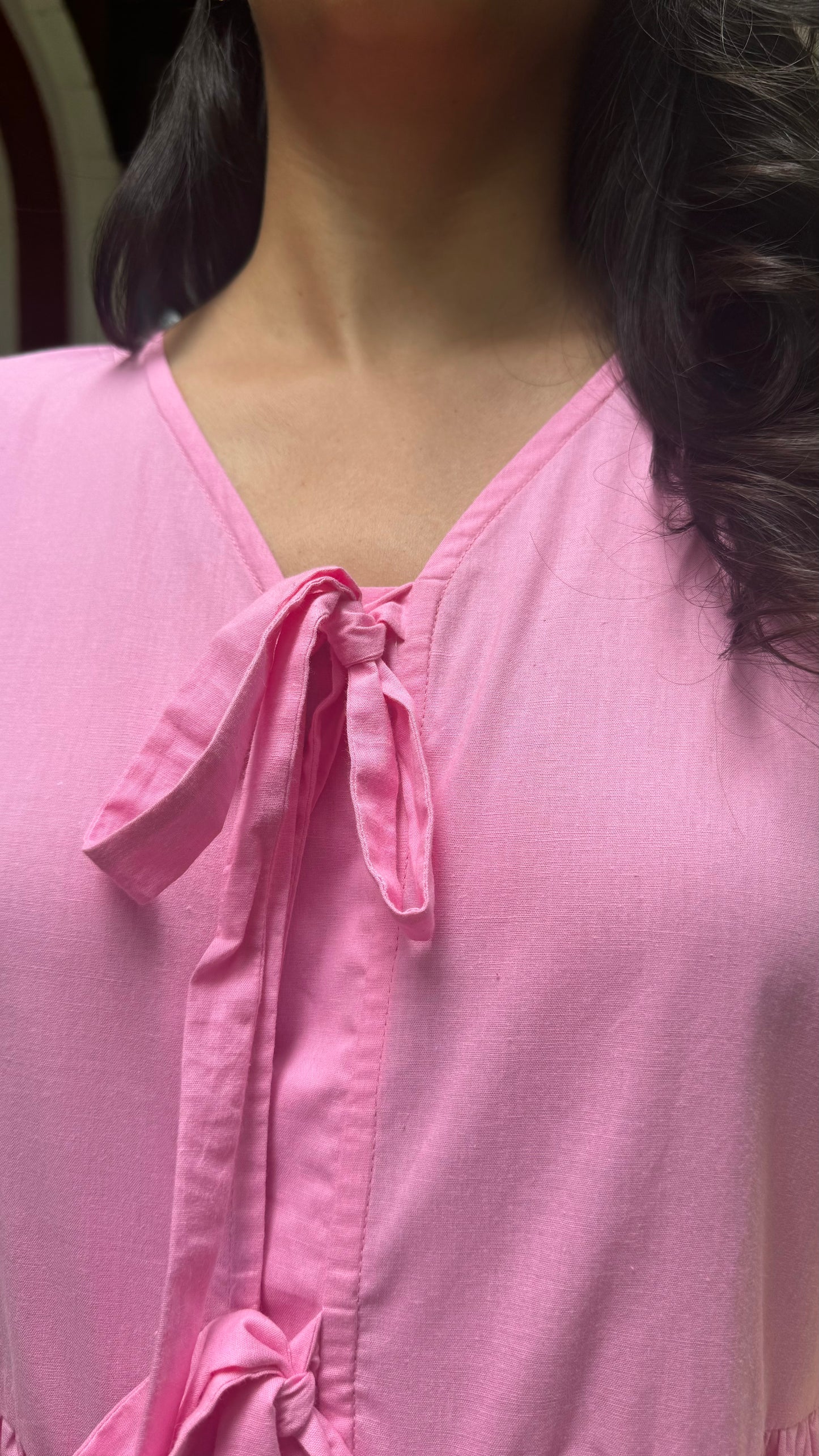 Vacation Bows Cotton Top (Premium Fabric) - Pink
