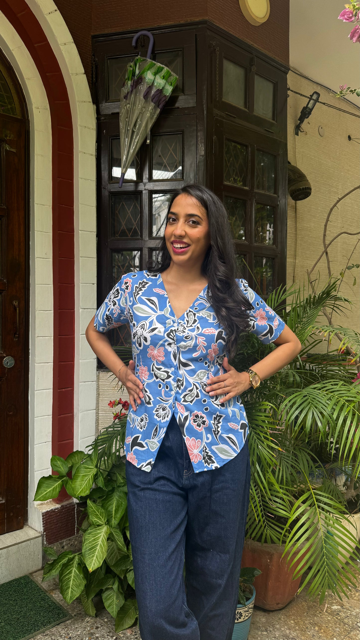 Belle Cotton Shirt - Blue
