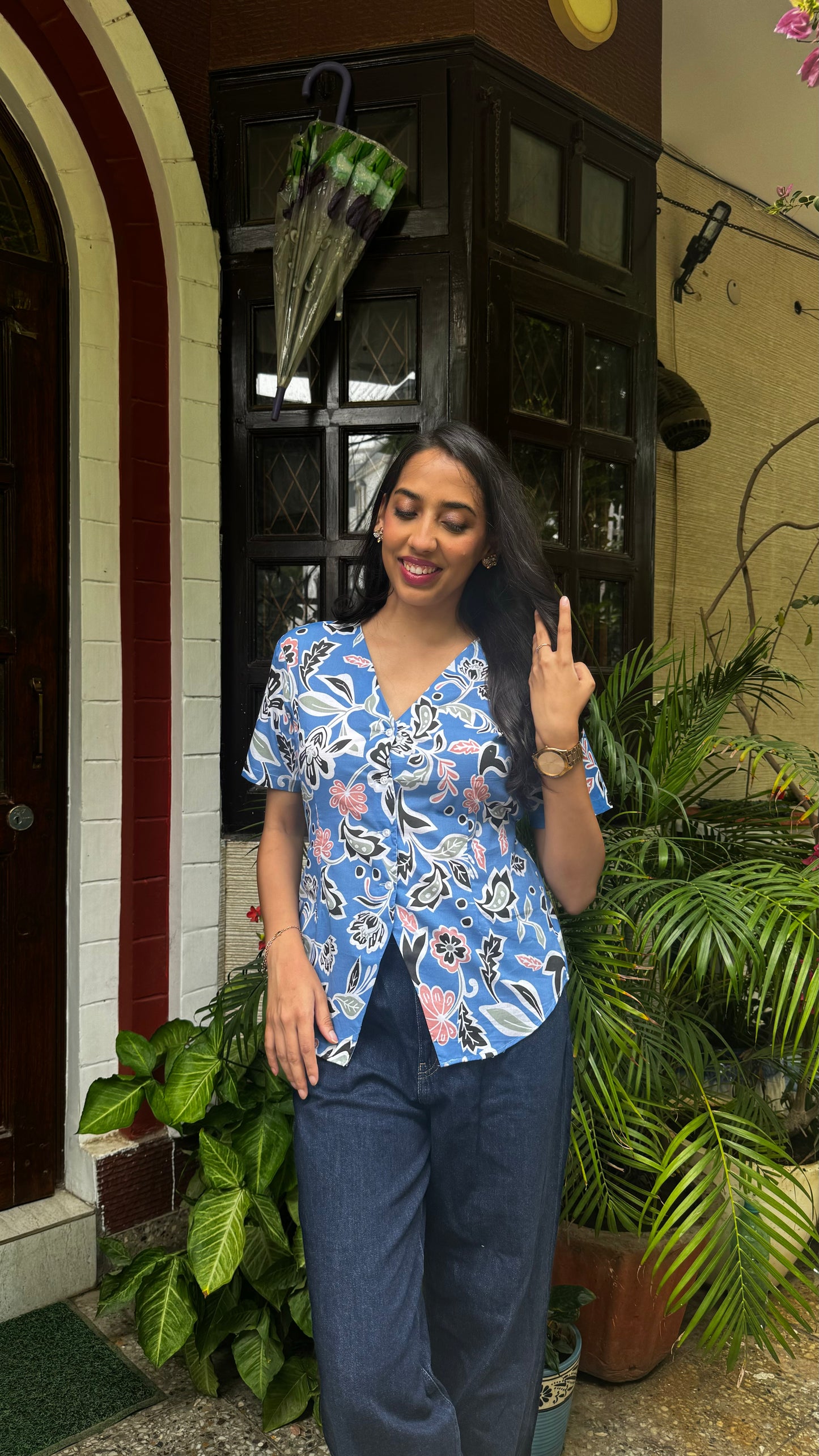 Belle Cotton Shirt - Blue