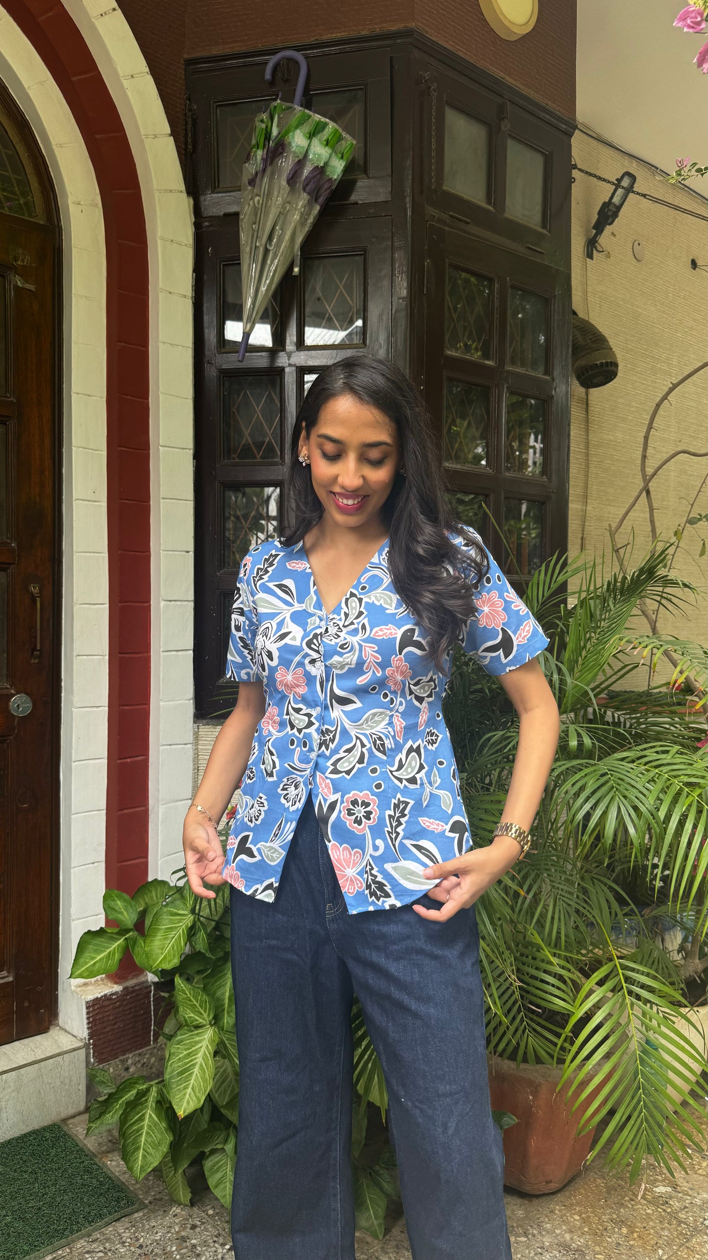 Belle Cotton Shirt - Blue