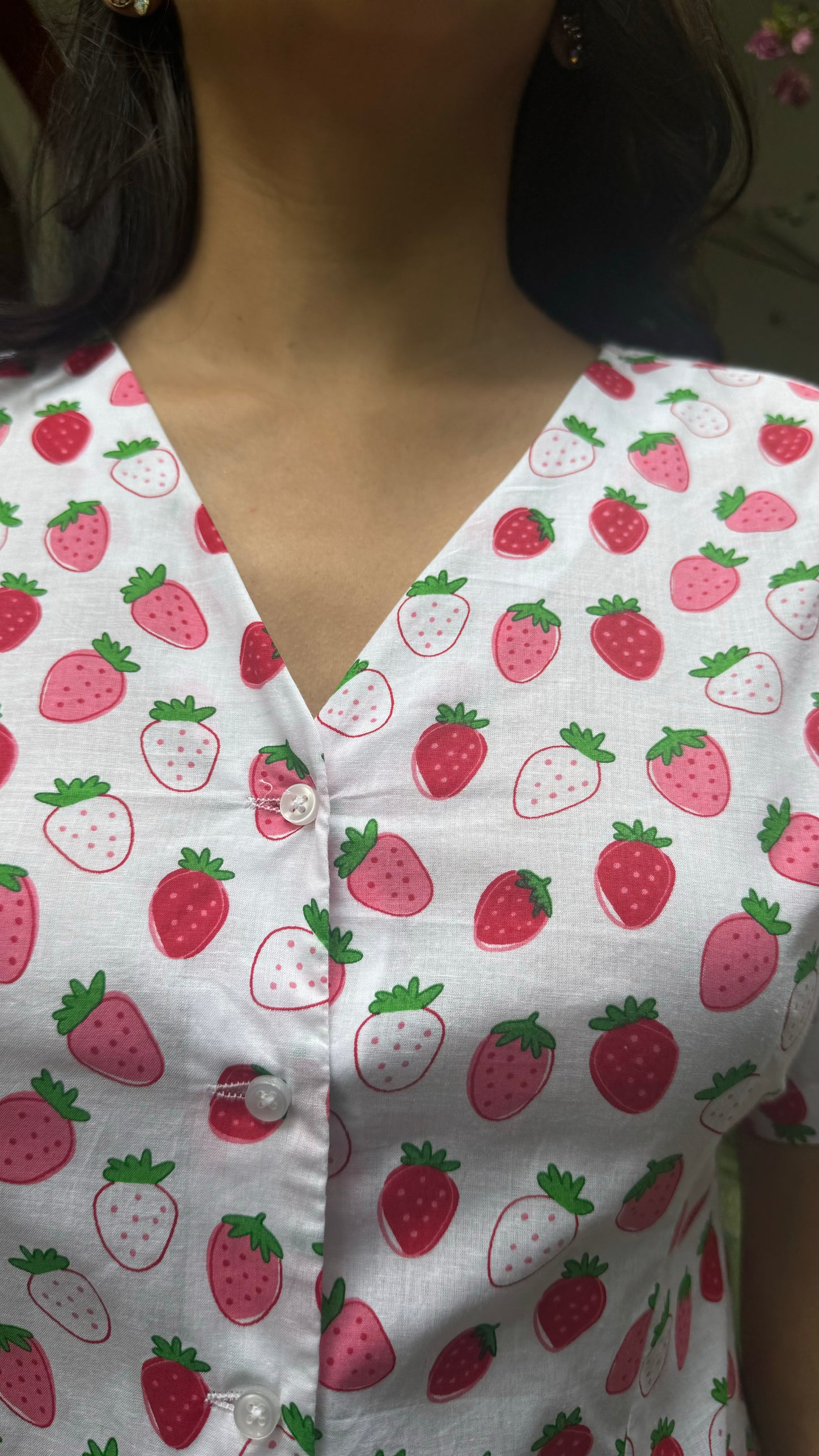 Belle Cotton Shirt - Strawberry