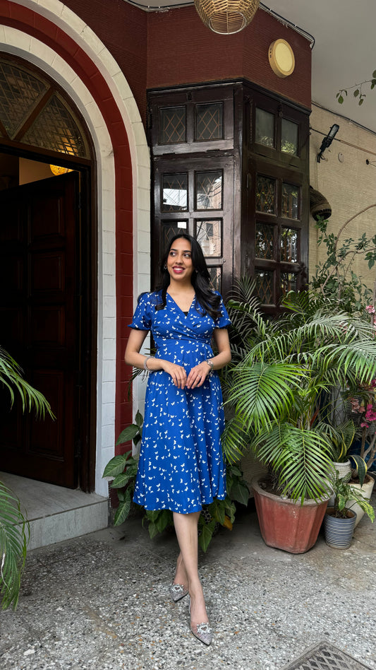 Butterfly Bliss Printed Wrap Dress
