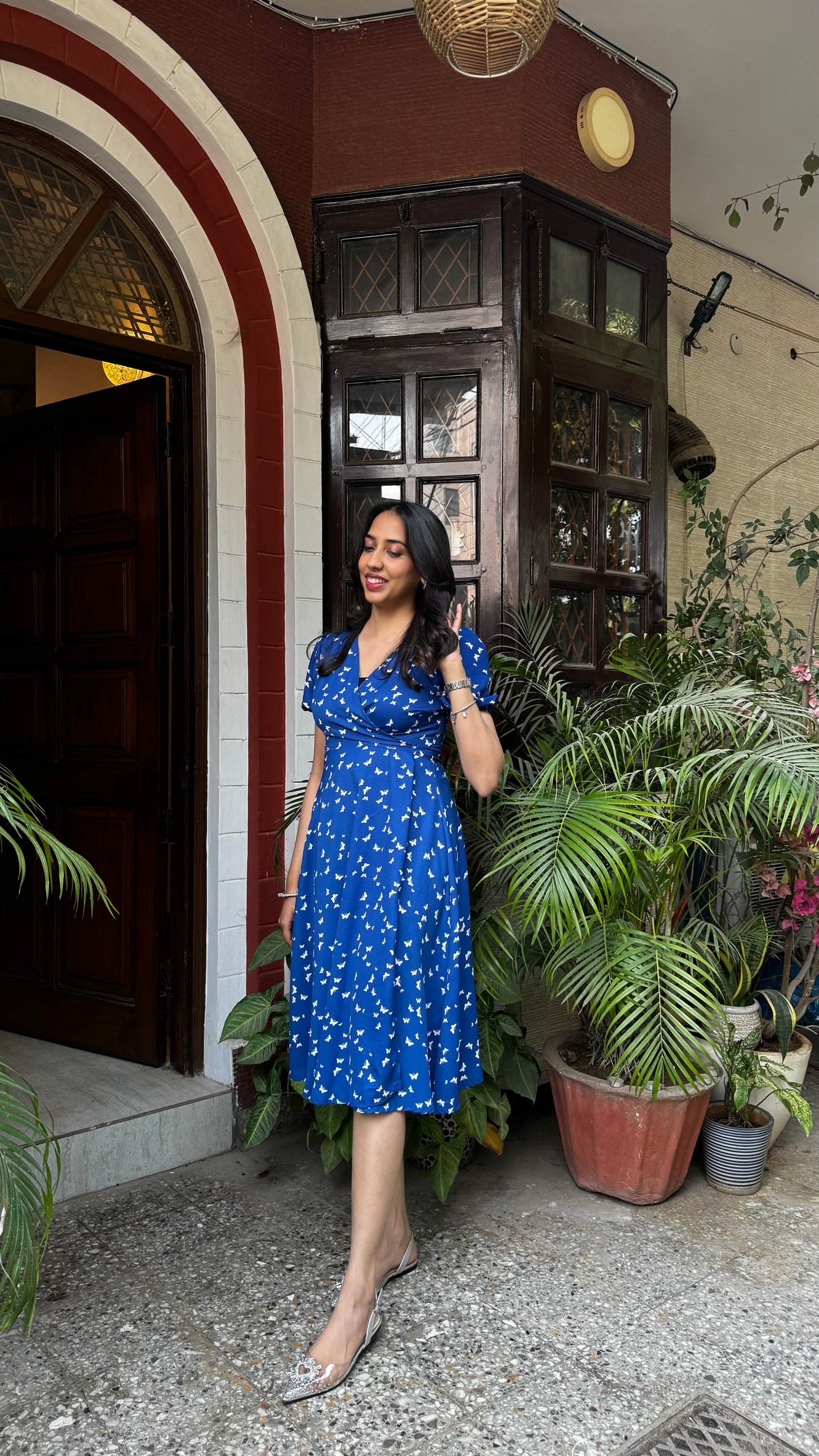 Butterfly Bliss Printed Wrap Dress