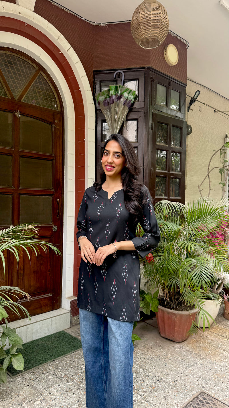 Cutie Cotton Kurti - Black