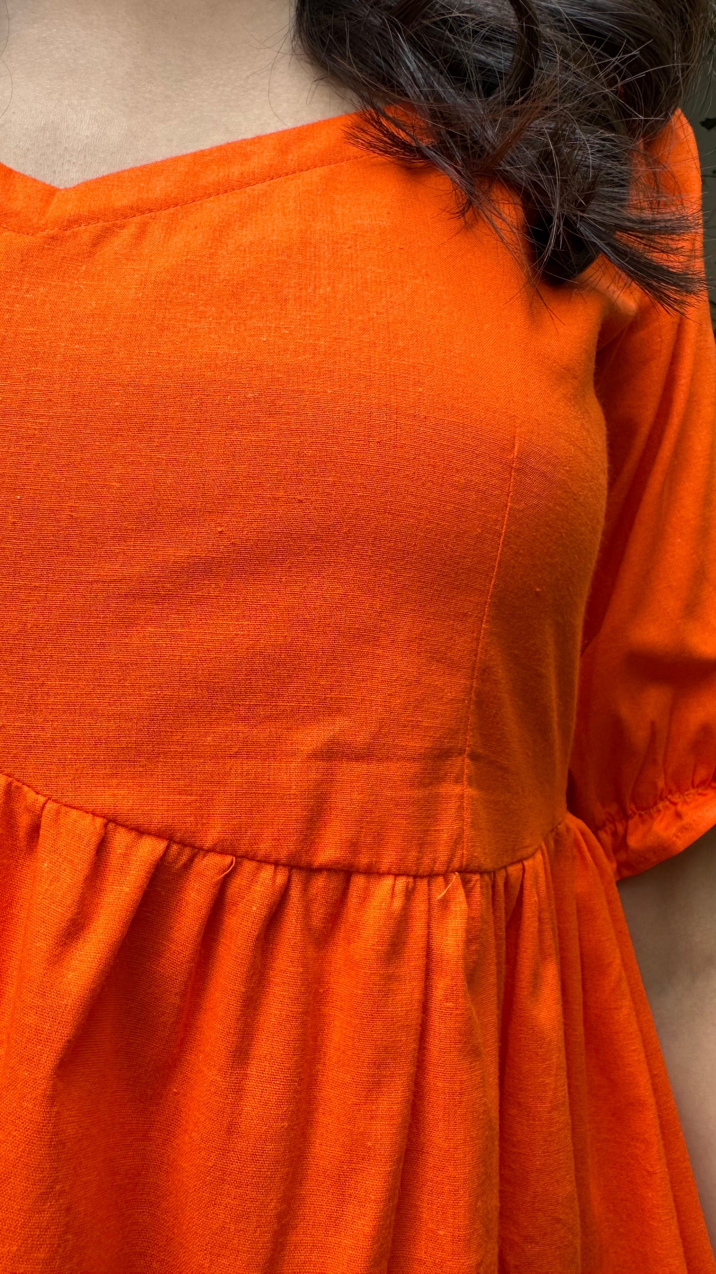 Pop of Color Cotton Dress – Orange