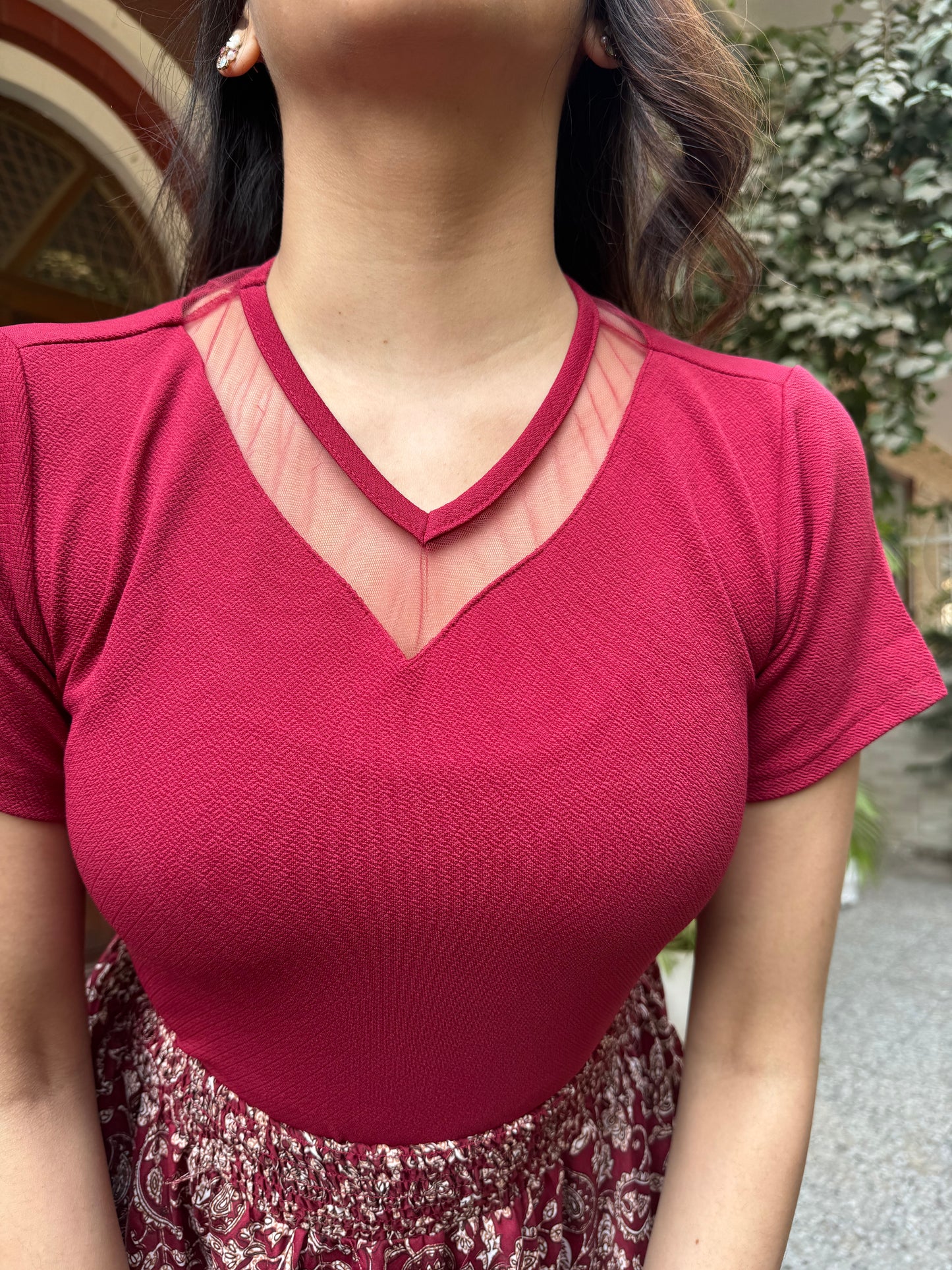 Athena Net Tshirt – Burgundy