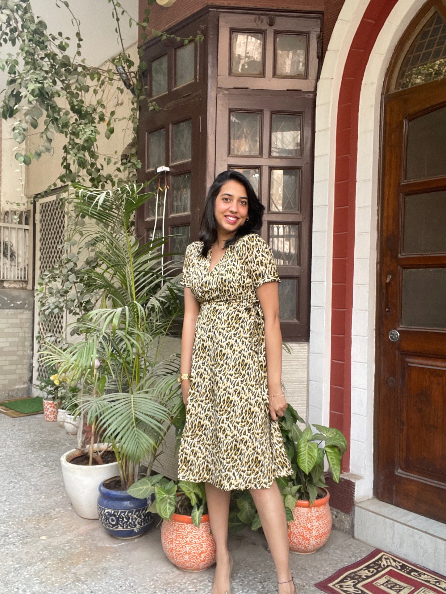 Animal Printed Wrap Dress