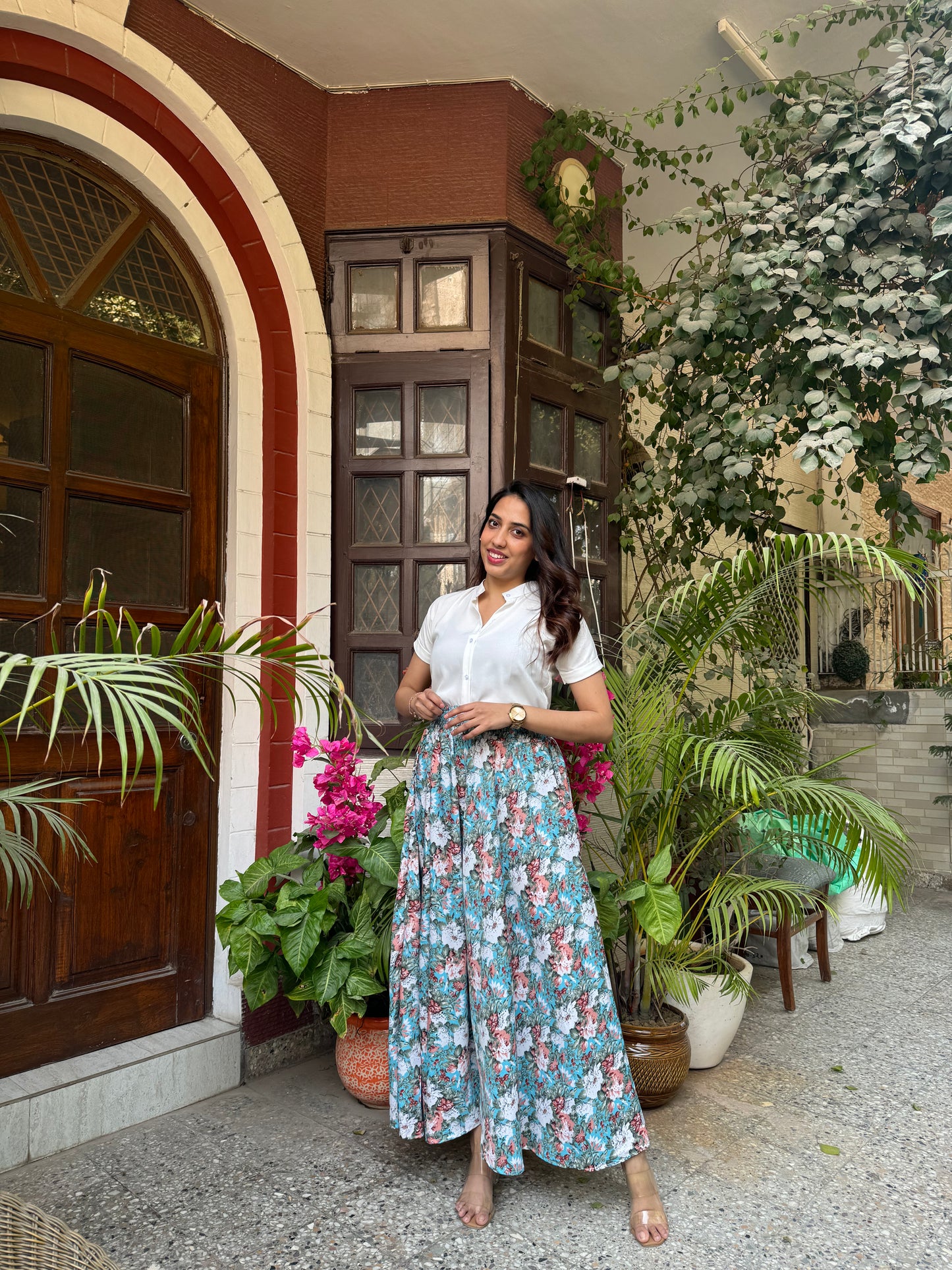 Blossoming Sky Palazzo (Free Size)