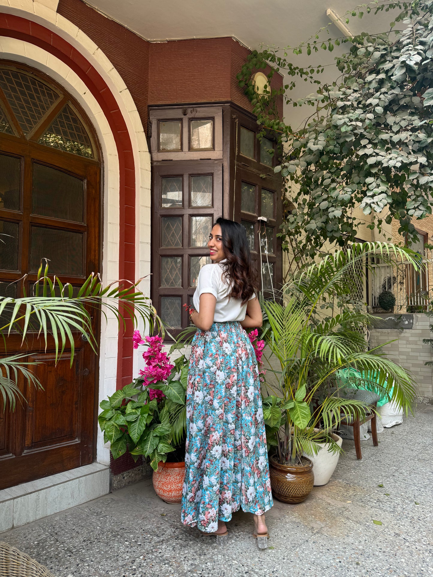 Blossoming Sky Palazzo (Free Size)