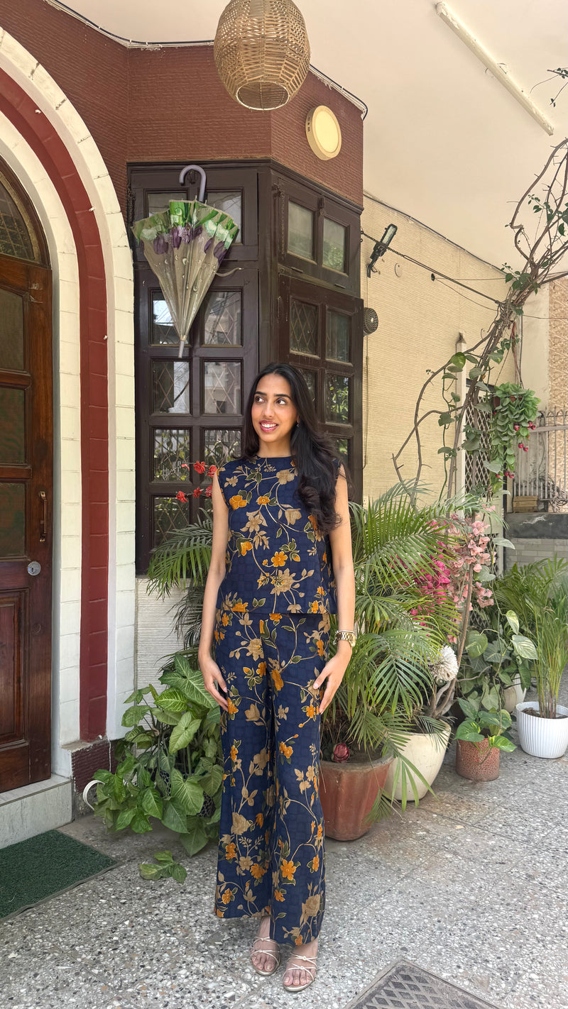 Secret Garden Luxe Set - Navy - WITH SLEEVES FABRIC