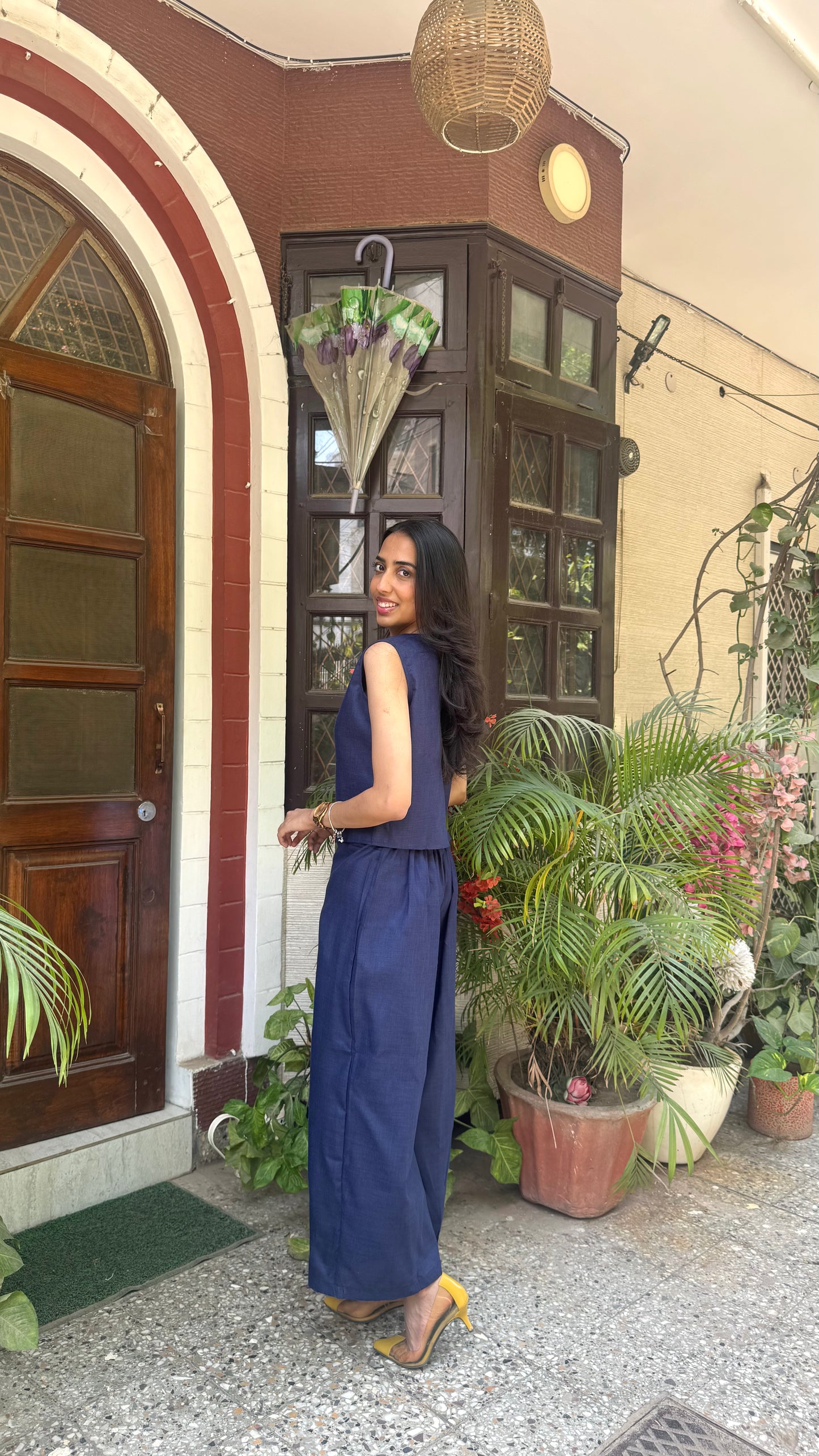 Cotton Waistcoat Set - Navy - WITH SLEEVES FABRIC