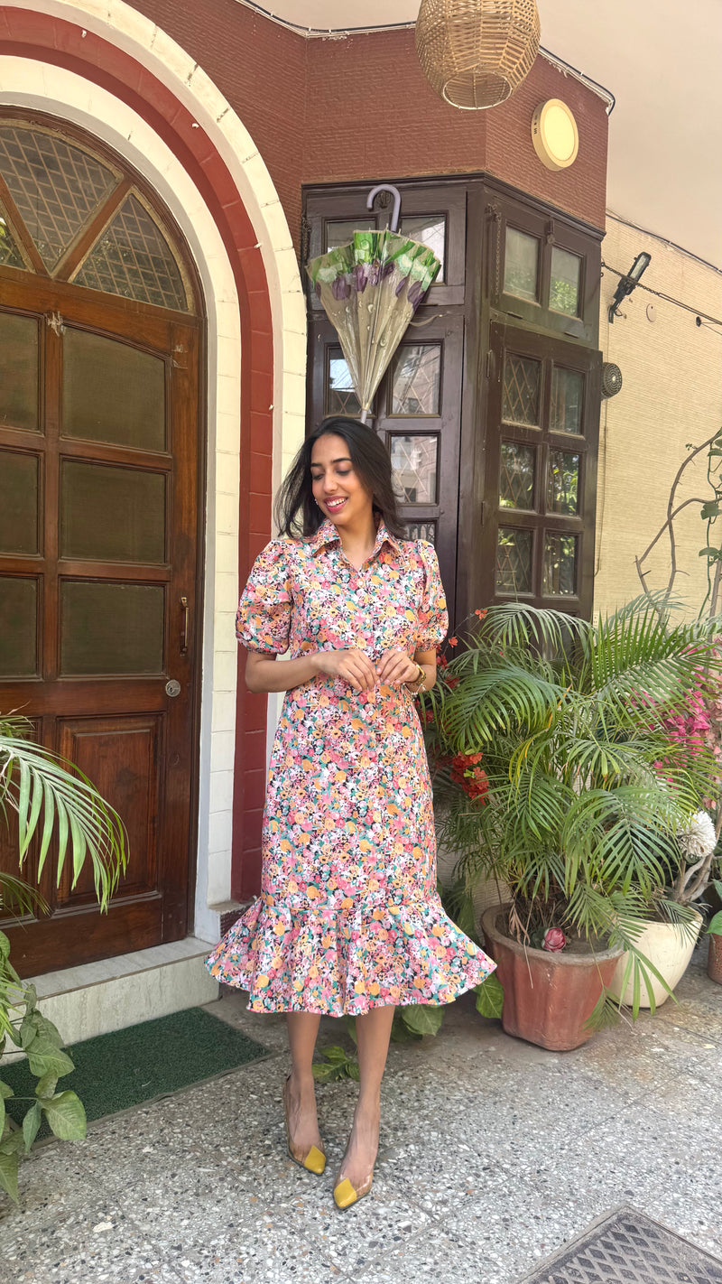 Summer Island Floral Cotton Dress – Colorful