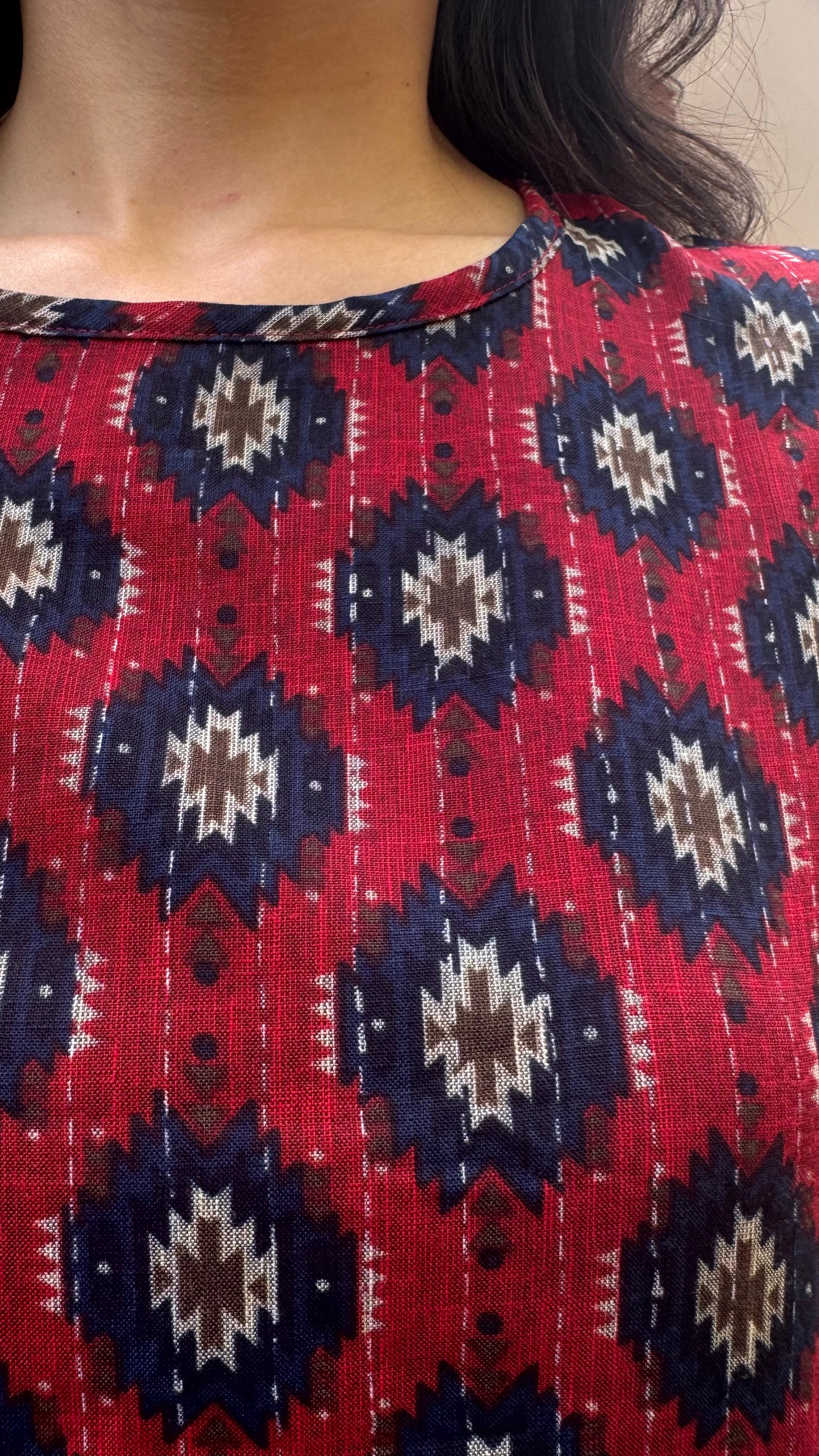 Ikat Printed Cotton Set - Maroon