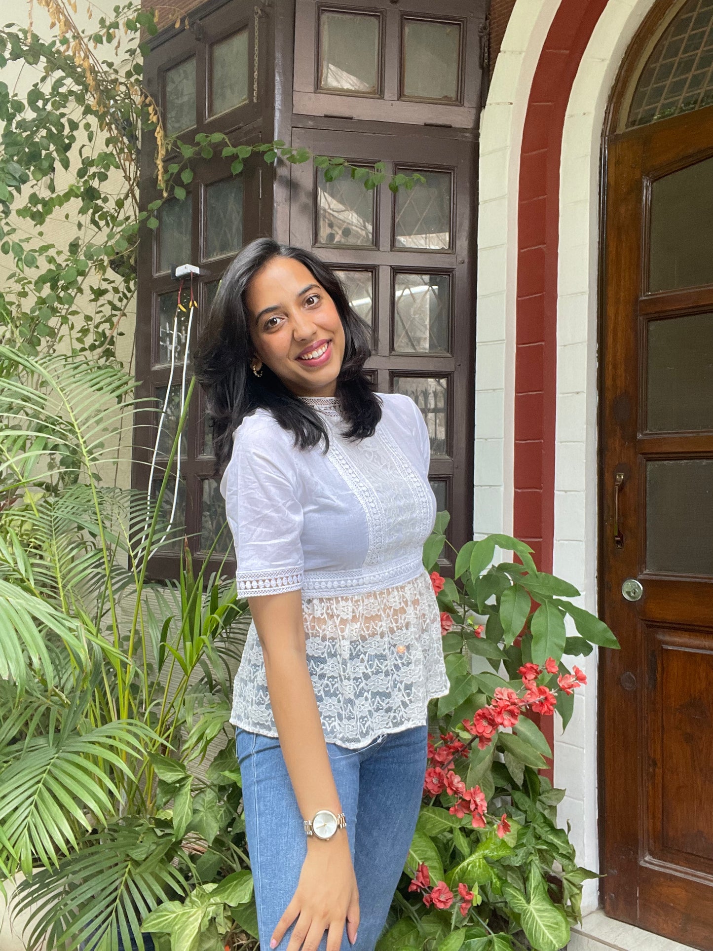 White Lace Cotton Top