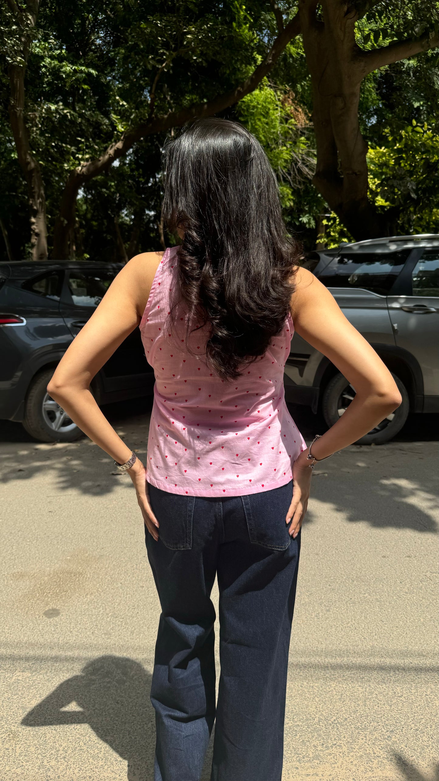 Wild Flower Cotton Shirt (Sleeveless) – Pink (Premium Collection)