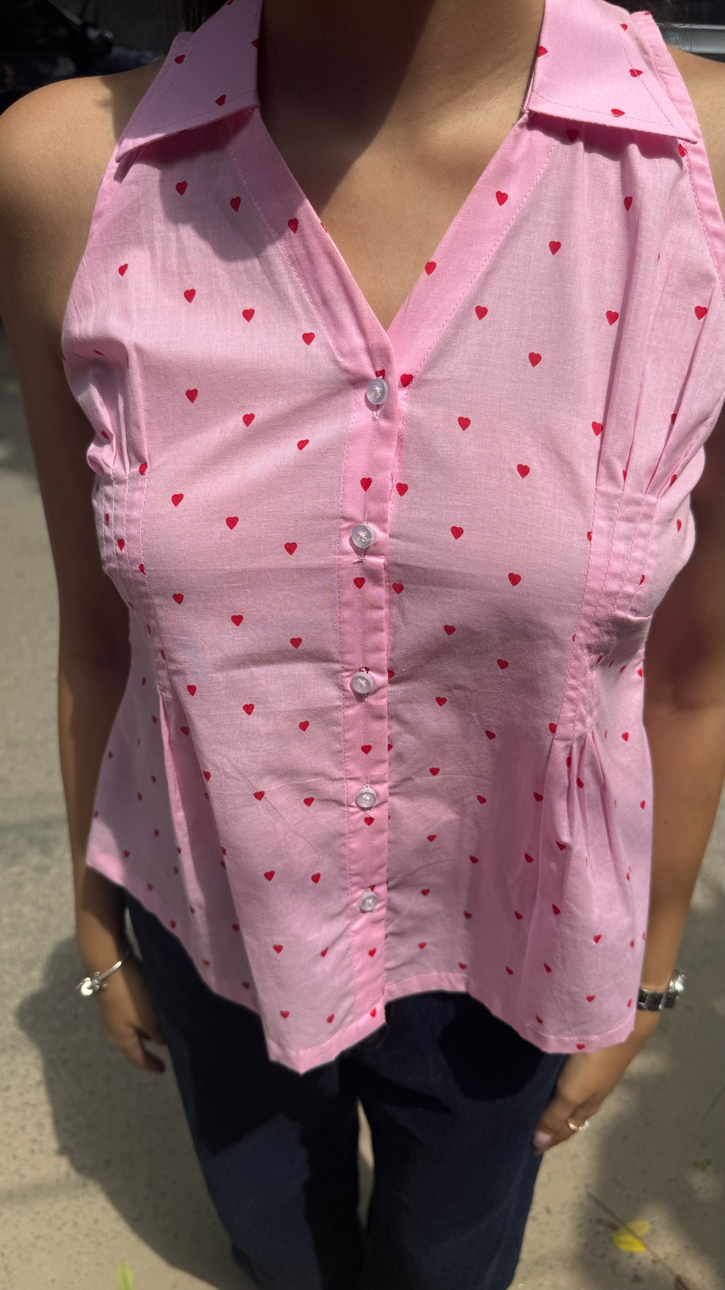 Wild Flower Cotton Shirt (Sleeveless) – Pink (Premium Collection)