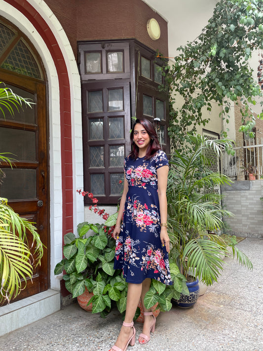Grace Floral Dress - Blue