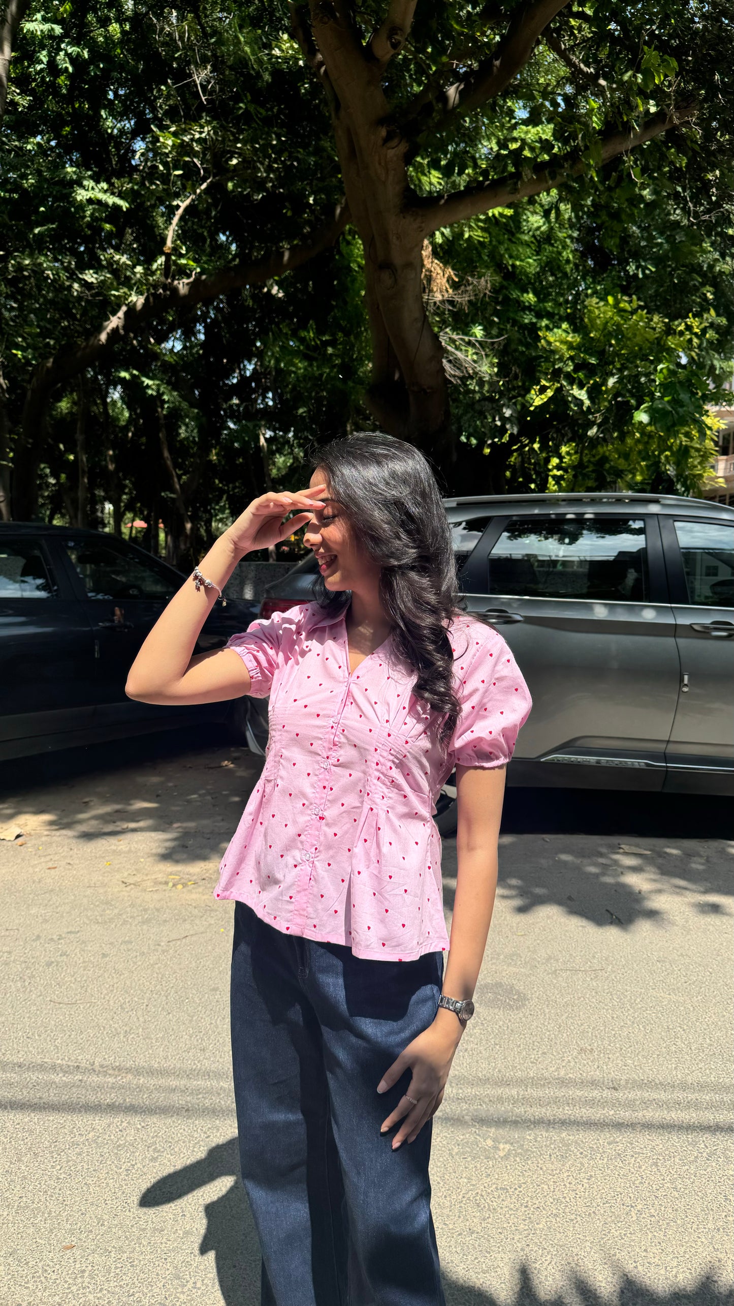 Wild Flower Cotton Shirt (With Sleeve) - Pink (Premium Collection)