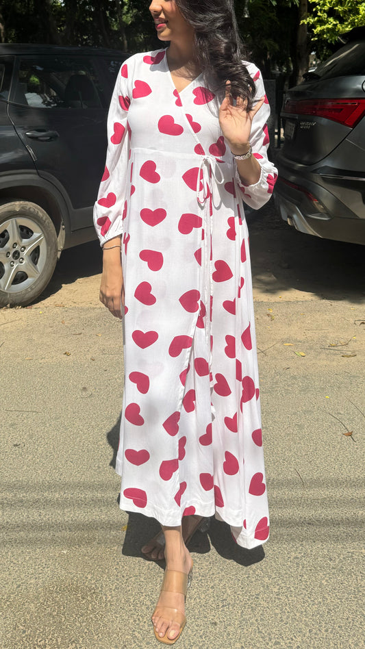 Hunny Stitched Wrap Maxi – Hearts (Premium Collection)