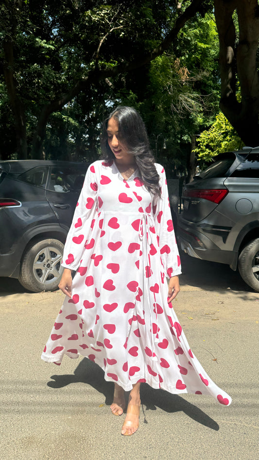 Hunny Stitched Wrap Maxi – Hearts (Premium Collection)