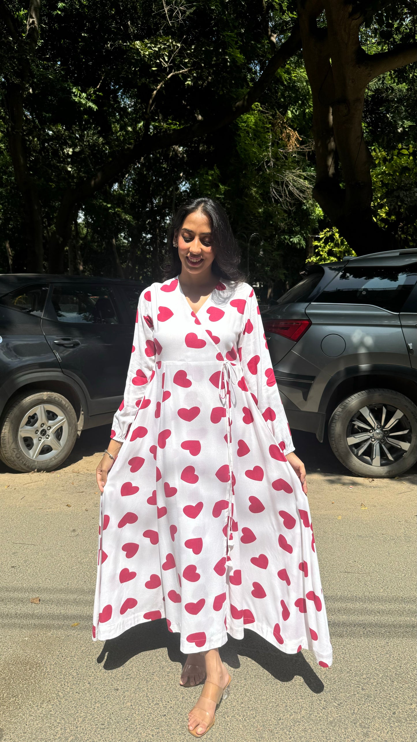 Hunny Stitched Wrap Maxi – Hearts (Premium Collection)