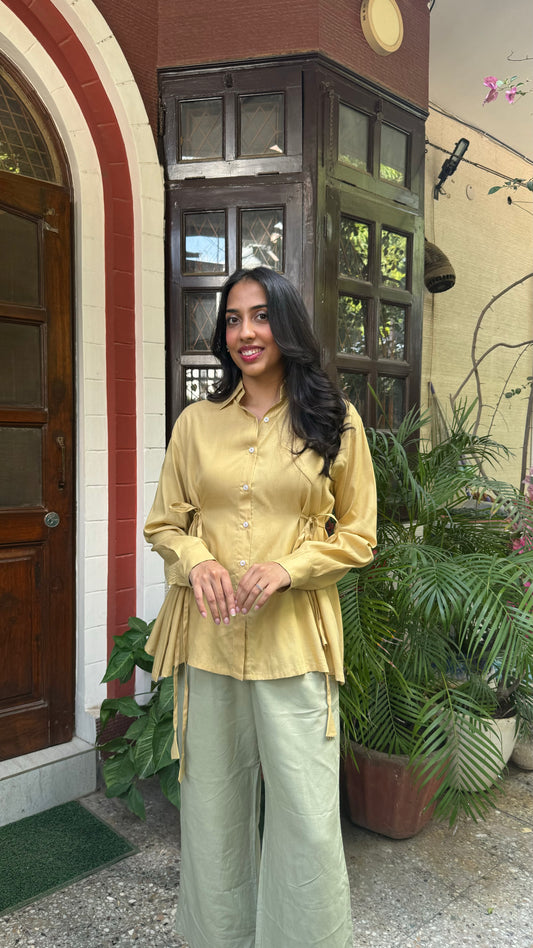Everyday Charm Tie Up Shirt - Beige (Premium Collection)