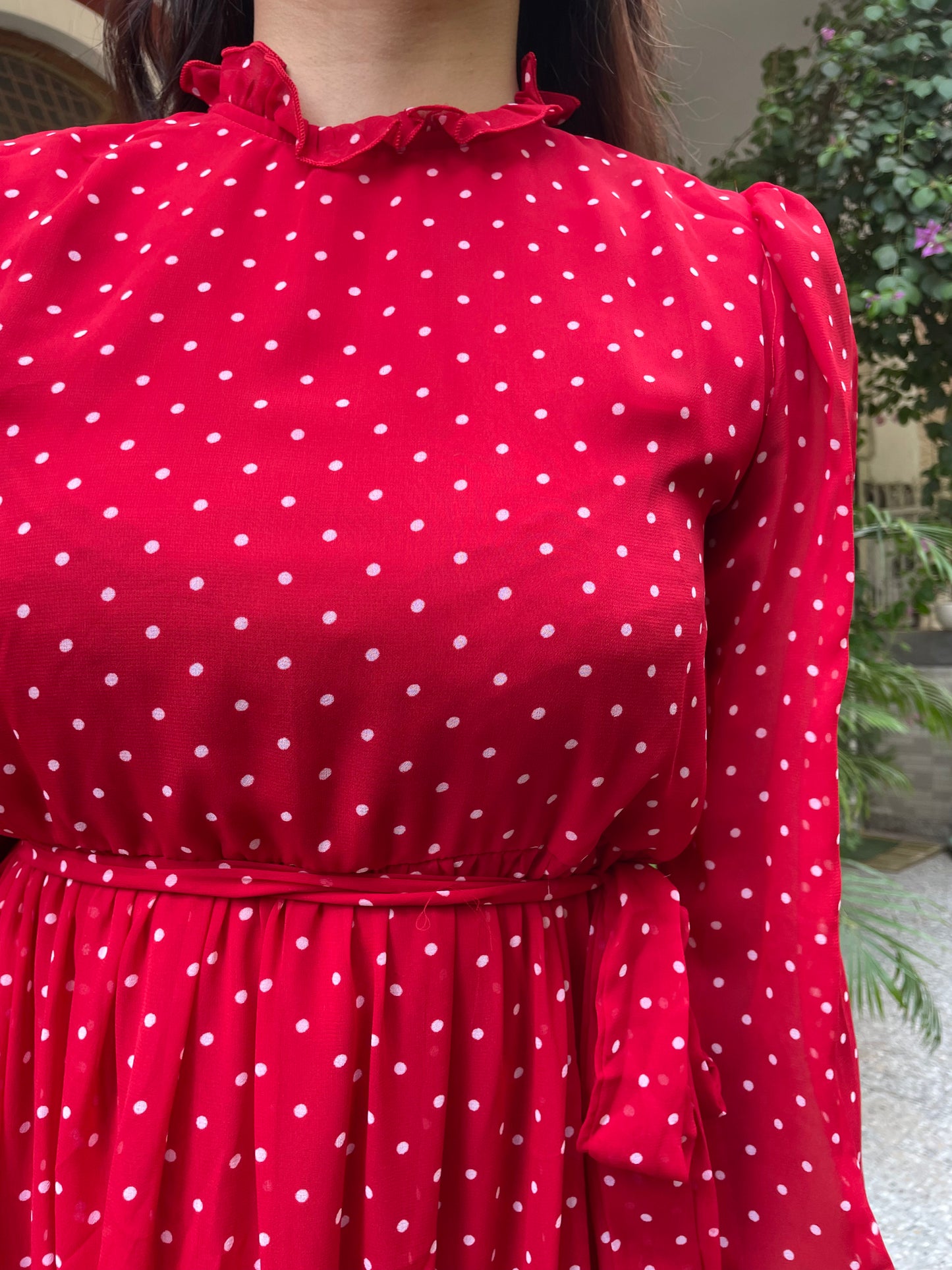 Luxe Polka Dress- Red