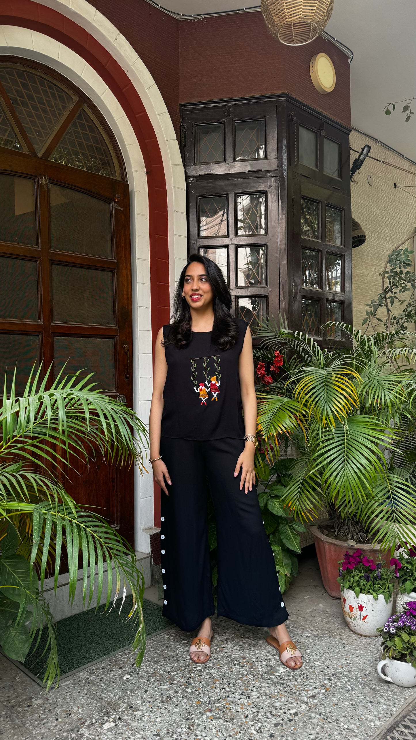 Swinging into Summer Set- Black (Premium Collection) - WITH SLEEVES FABRIC