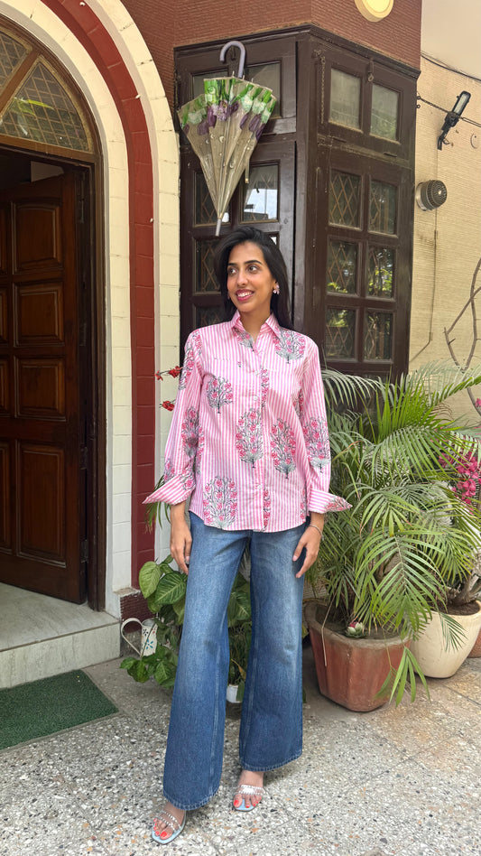 Golden Hour Casual Cotton Shirt - Pink (Premium Collection)