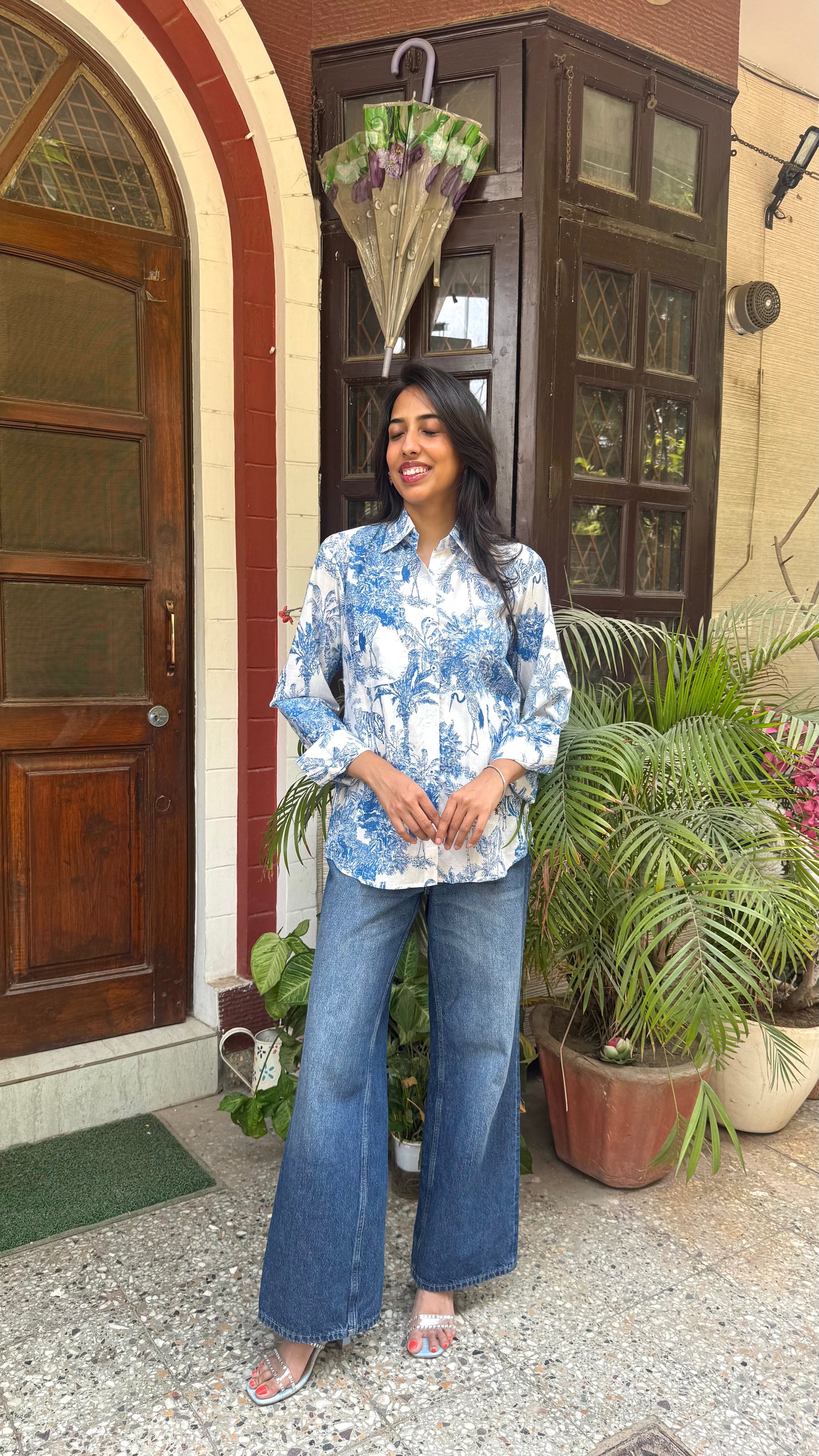 Golden Hour Casual Cotton Shirt - Blue (Premium Collection)