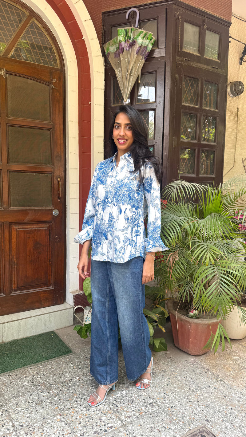 Golden Hour Casual Cotton Shirt - Blue (Premium Collection)