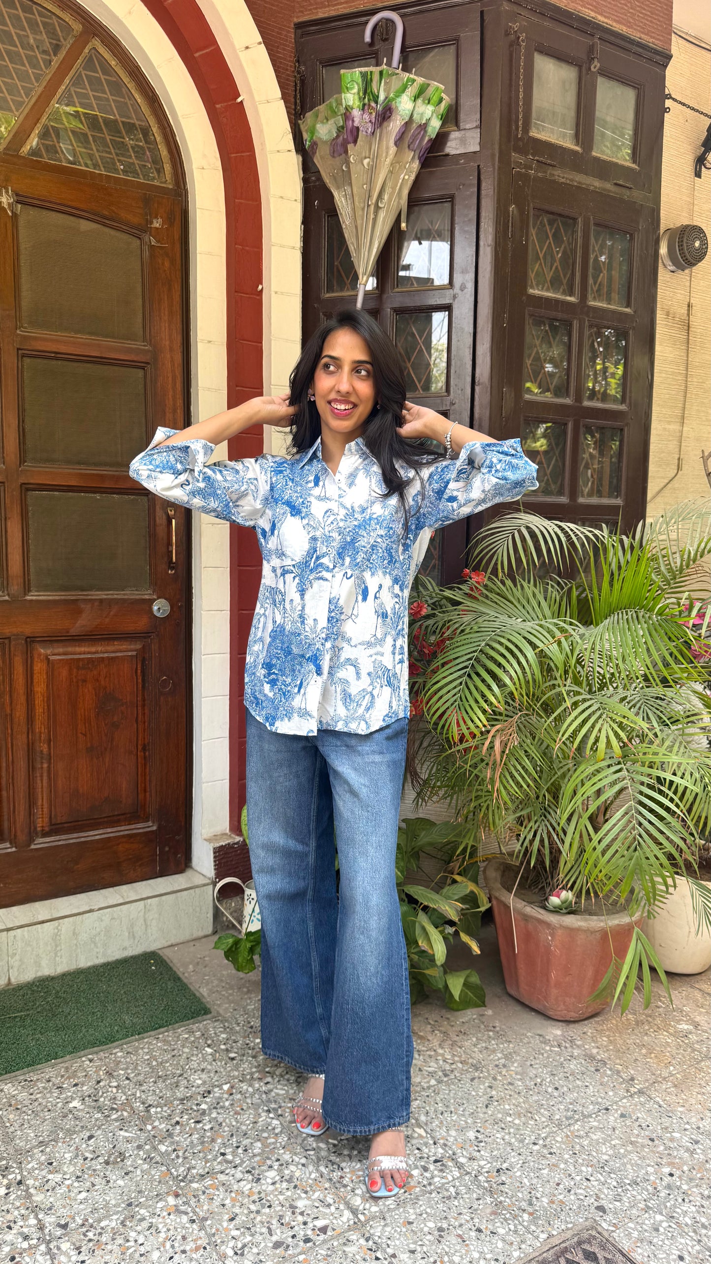 Golden Hour Casual Cotton Shirt - Blue (Premium Collection)