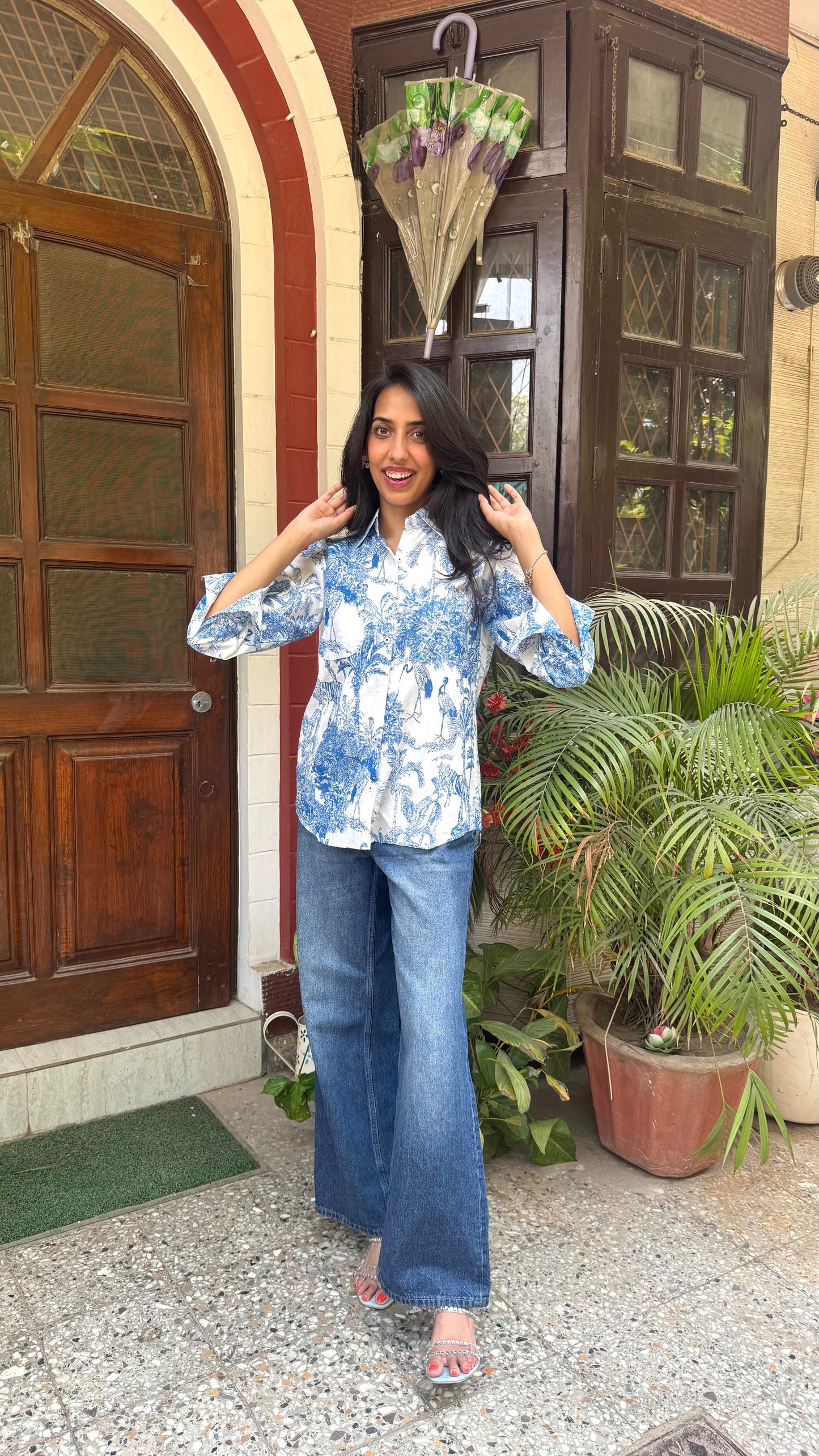 Golden Hour Casual Cotton Shirt - Blue (Premium Collection)