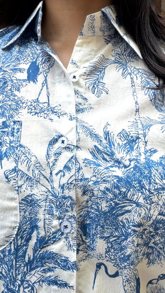 Golden Hour Casual Cotton Shirt - Blue (Premium Collection)