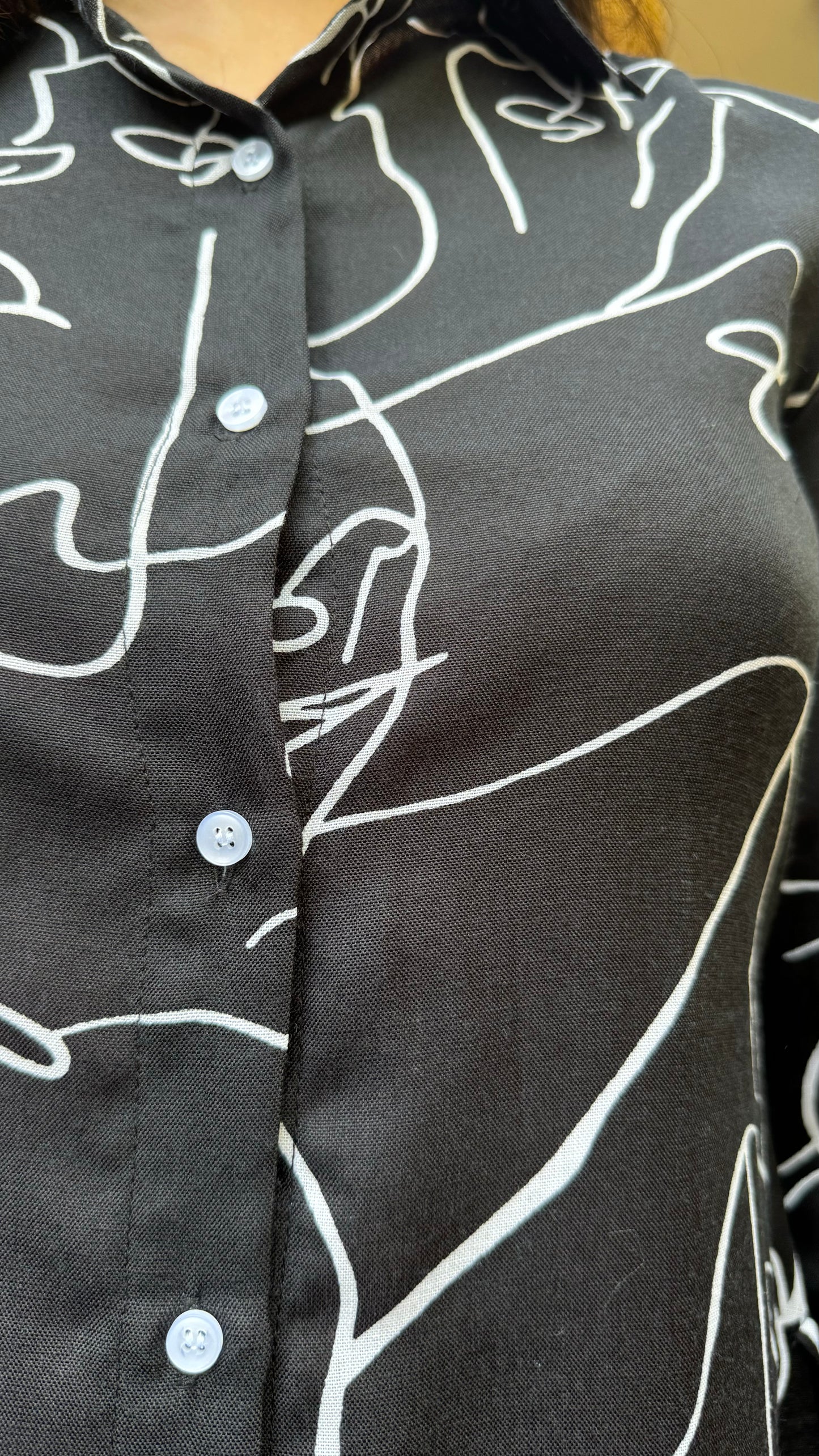 Abstract Printed Cotton Dress – Black