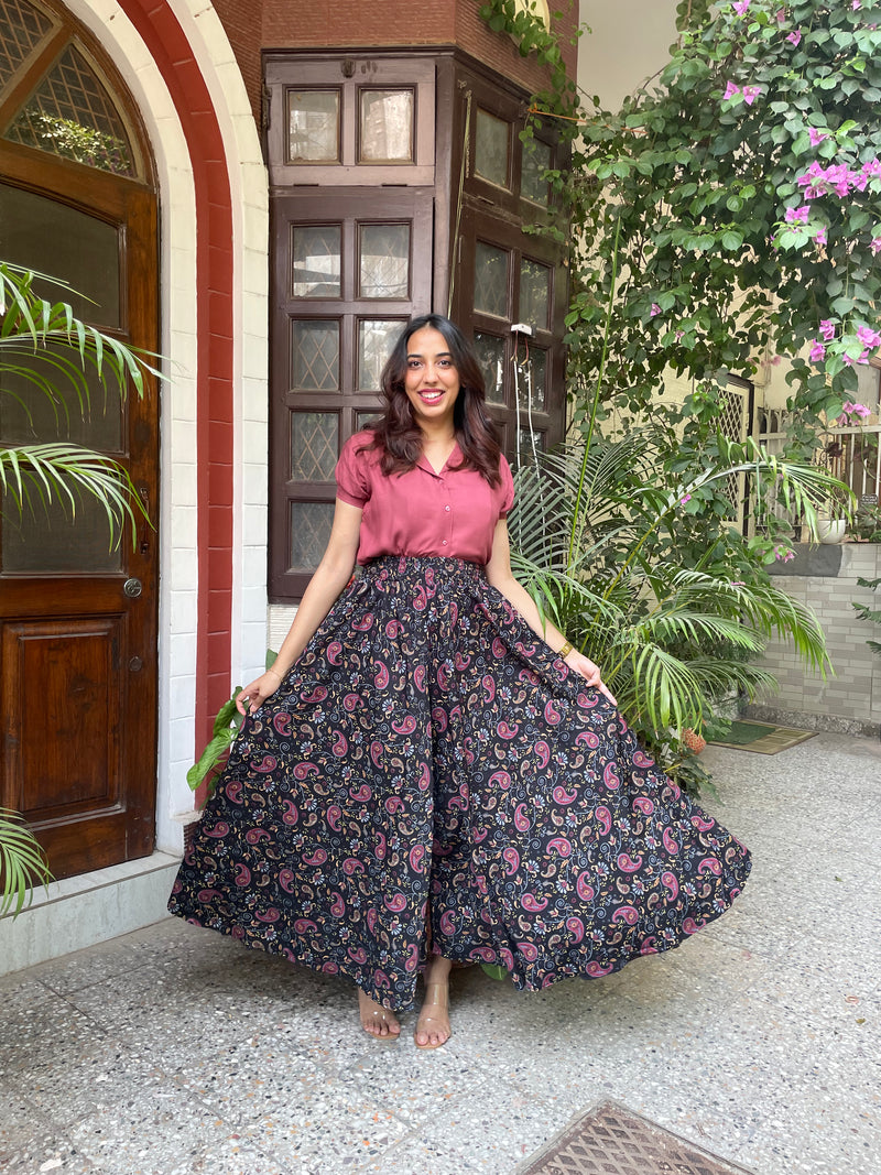 Best Seller Autumn Set - Free Size Palazzo + Mauve Top