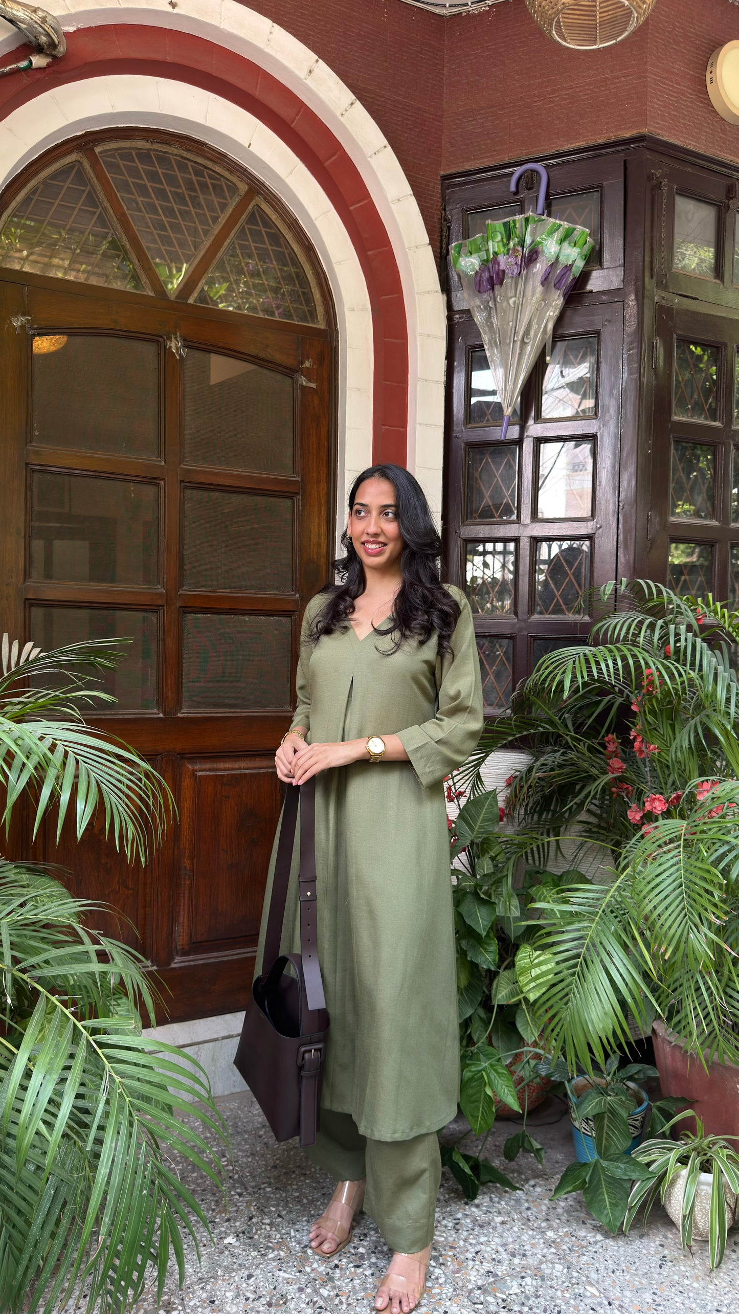 A-Line Cotton/Linen Set - Olive (Premium Collection)