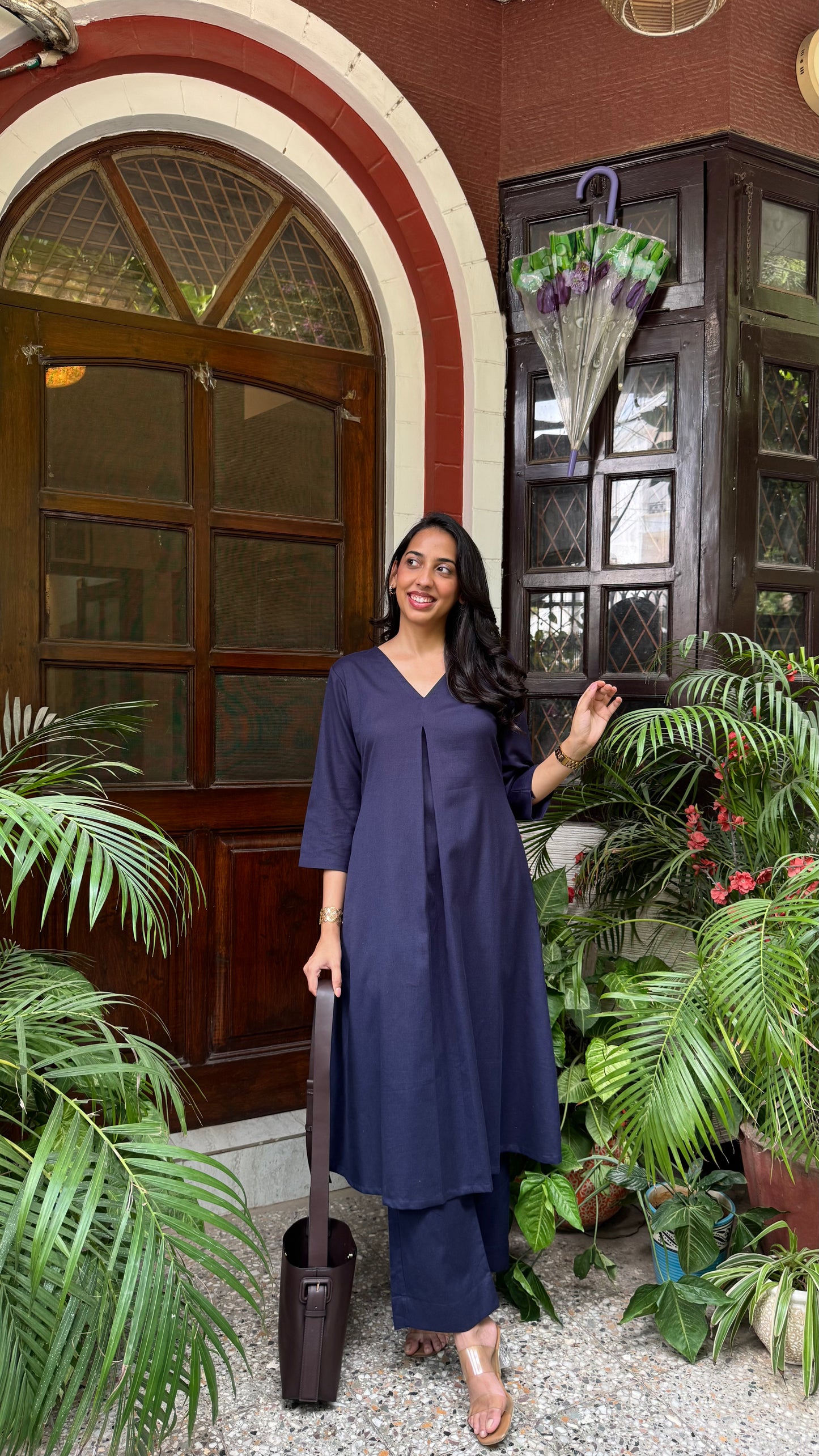 A-Line Cotton/Linen Set - Navy (Premium Collection)