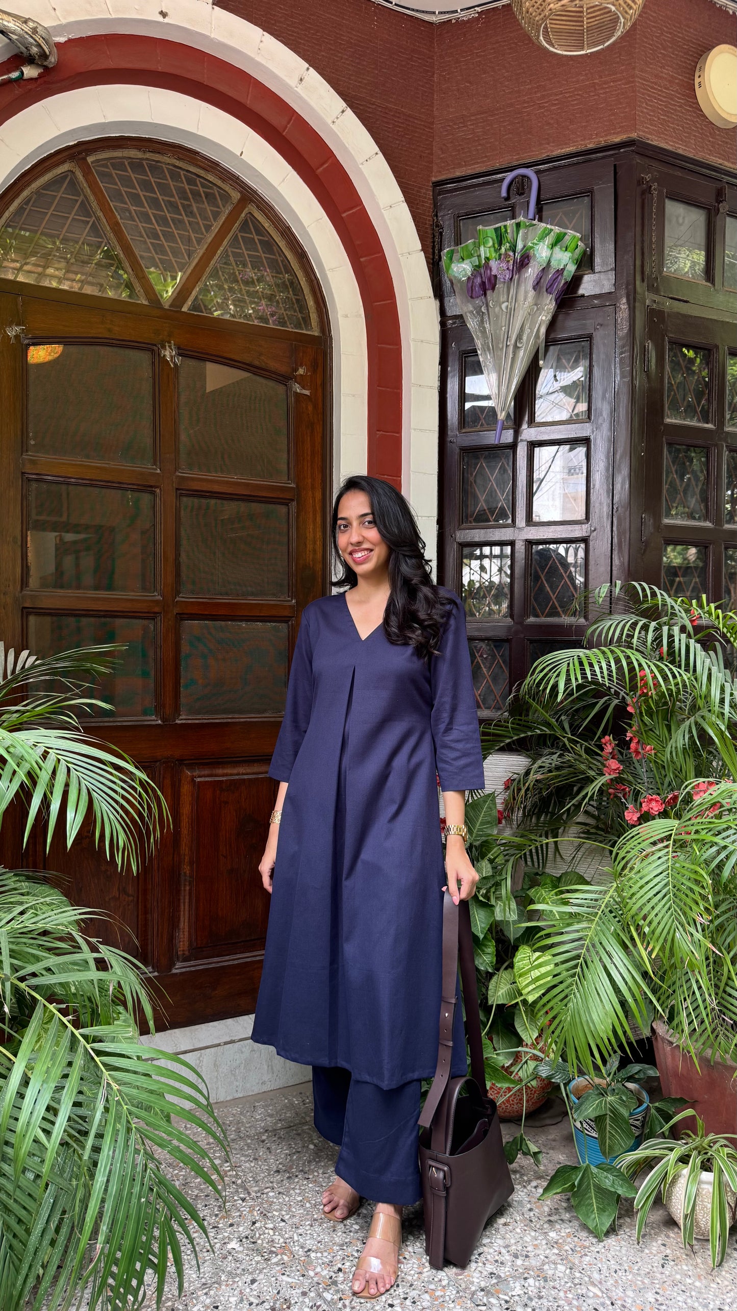 A-Line Cotton/Linen Set - Navy (Premium Collection)